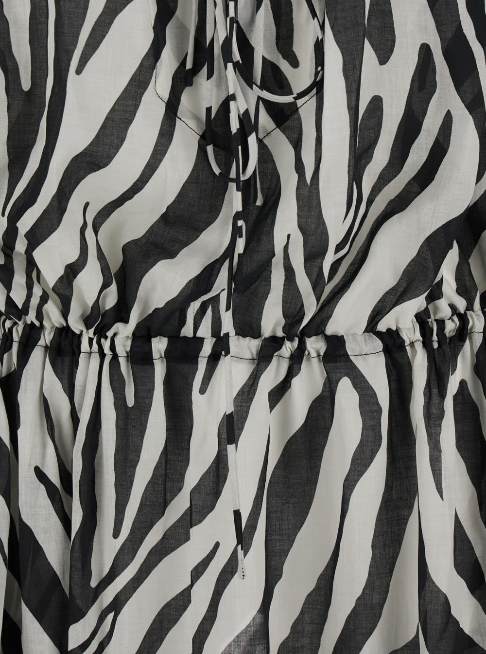 The Andamane Wilma Black And White Long Dress With Long Balloon Sleeves And All-over Zebra Print In Cotton Woman In White/black