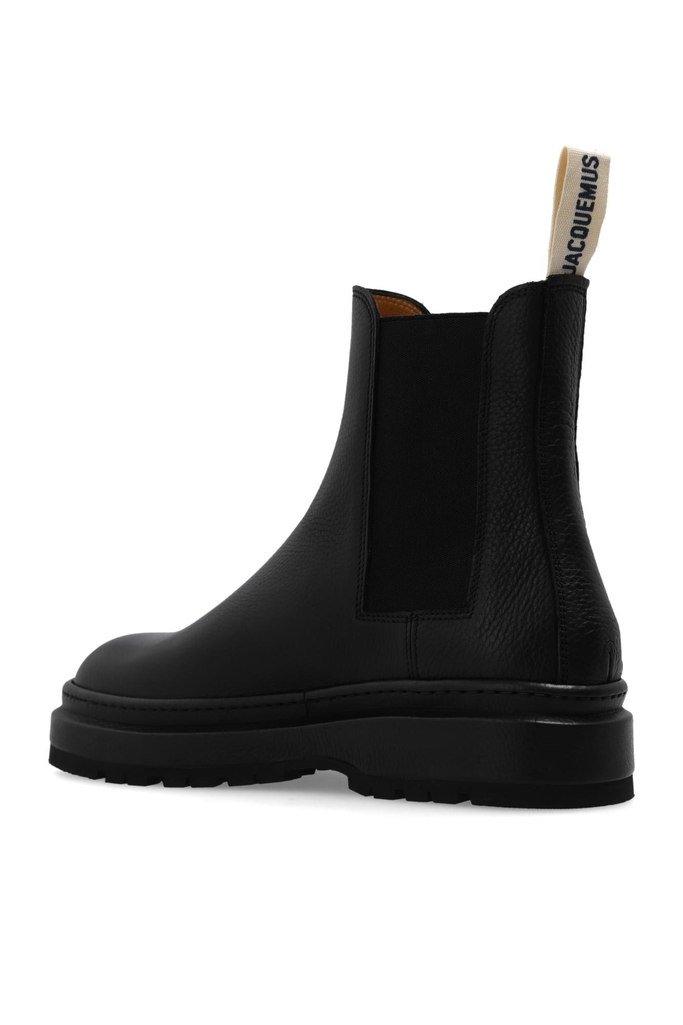 Shop Jacquemus Leather Chelsea Boots In Black