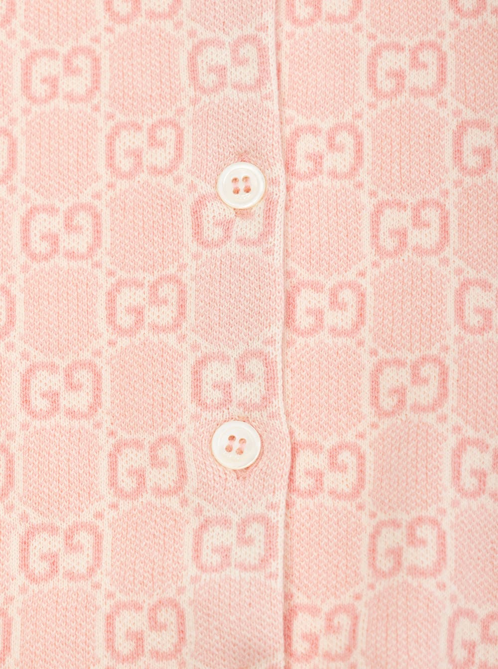 Gucci Pink Cardigan With All-over Gg Motif In Cotton Girls In Brown
