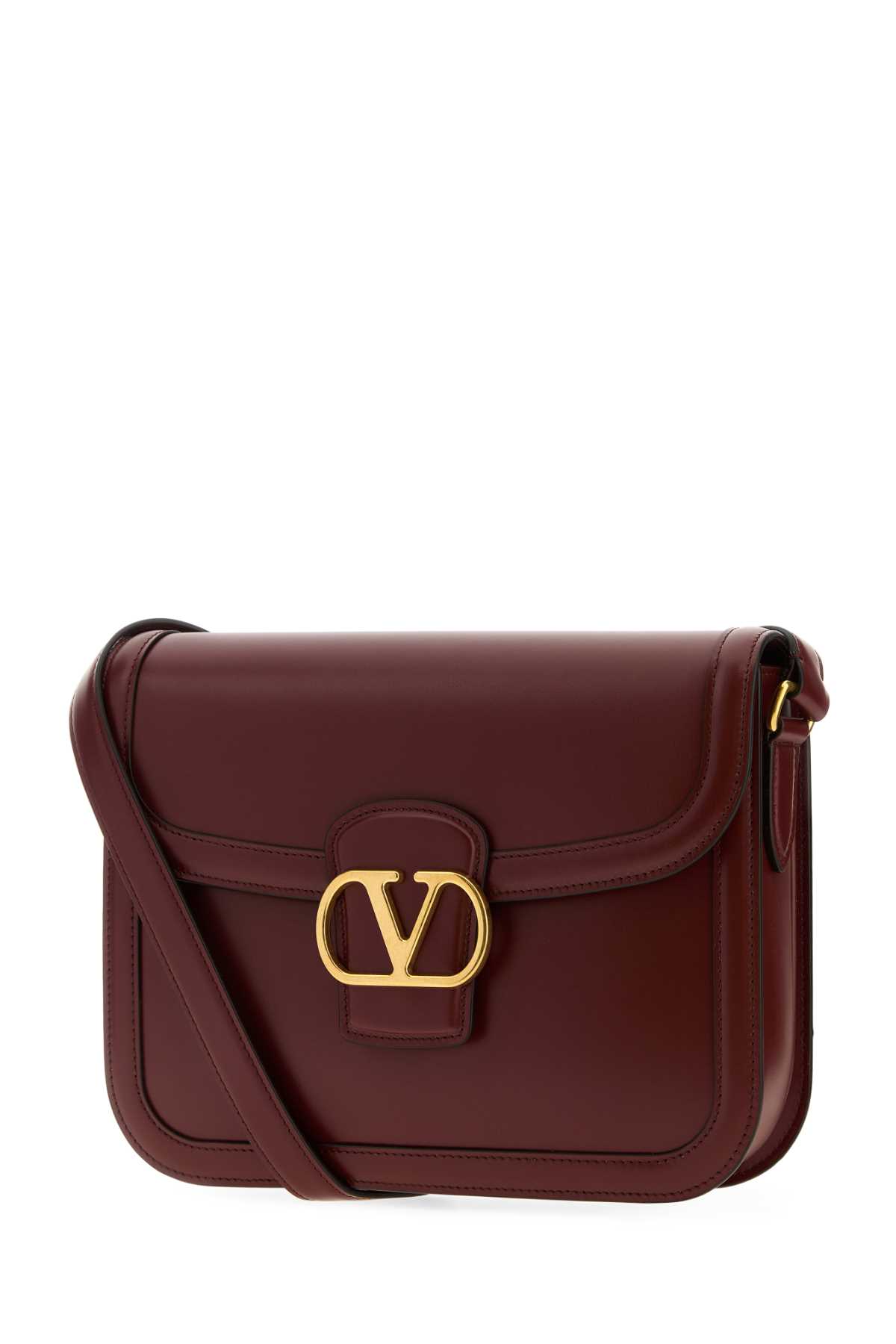 Valentino Womens Brick Ruby 9to5 Small Leather Shoulder Bag In Burgundy