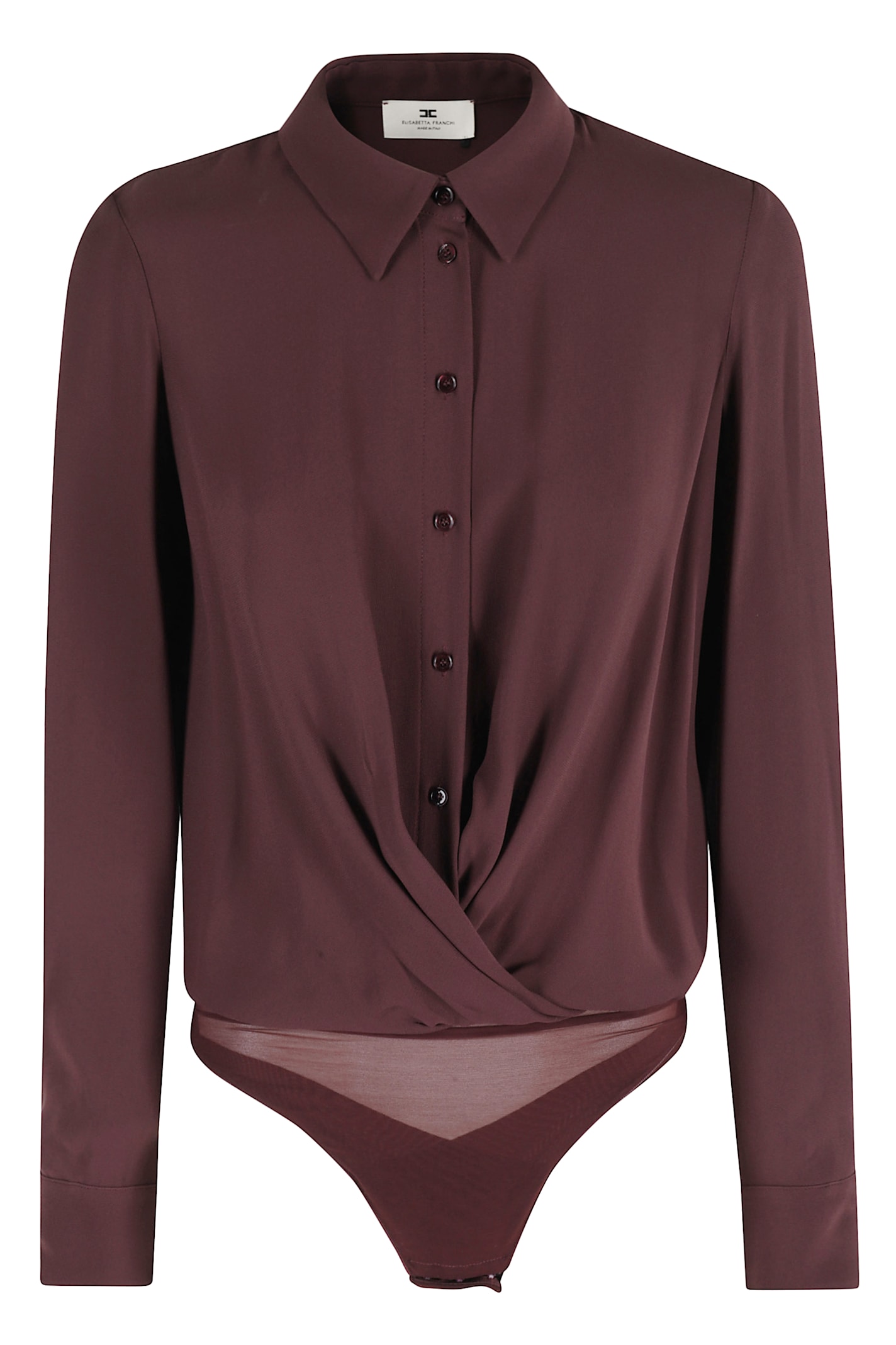 Elisabetta Franchi Draped Body Shirt In Deep Merlot In Black