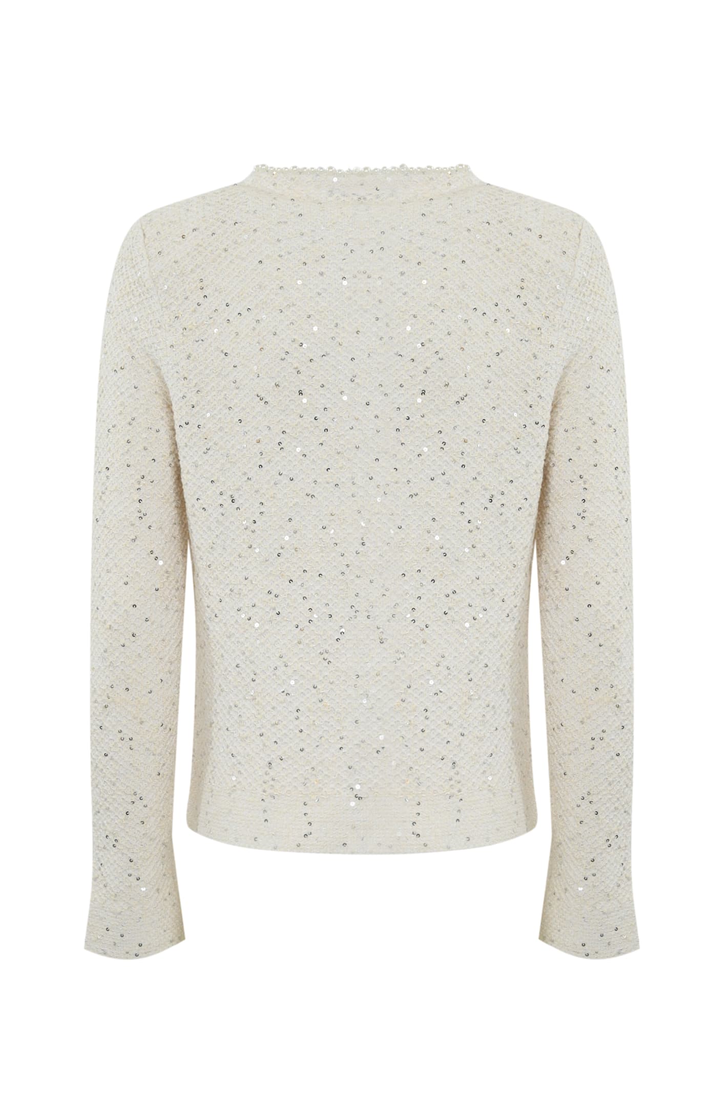 D Exterior Boucle Jacket With Crystals And Pearls In Neutral