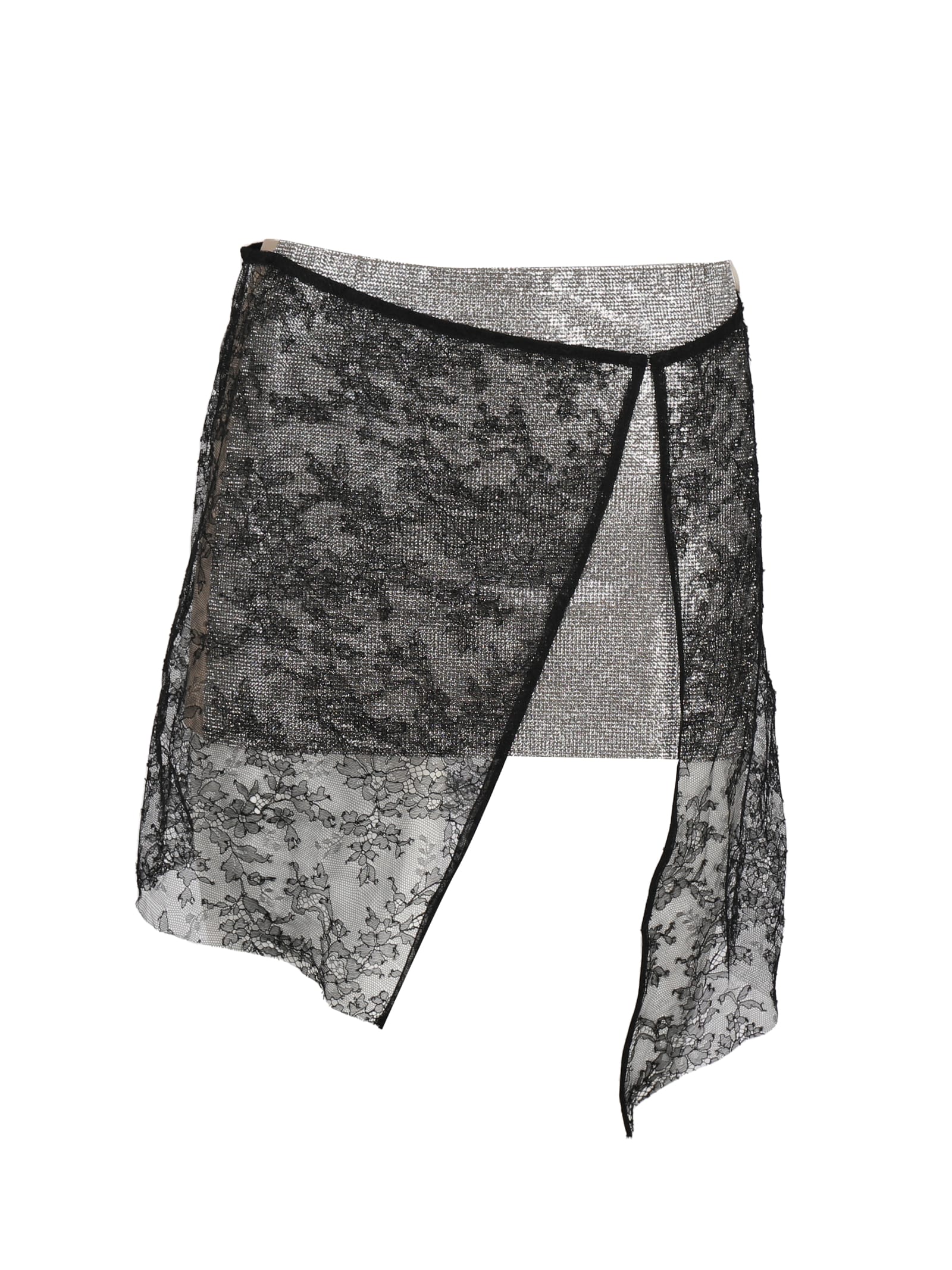 Shop Nué Skirt In Silk In Crystal-black