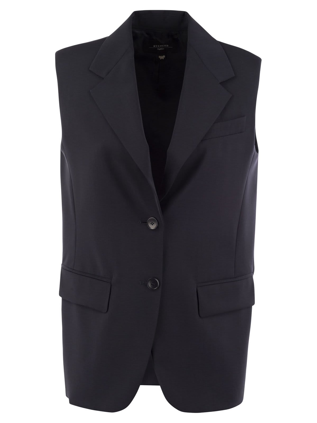 Shop Weekend Max Mara Single-breasted Sleeveless Gilet In Blu