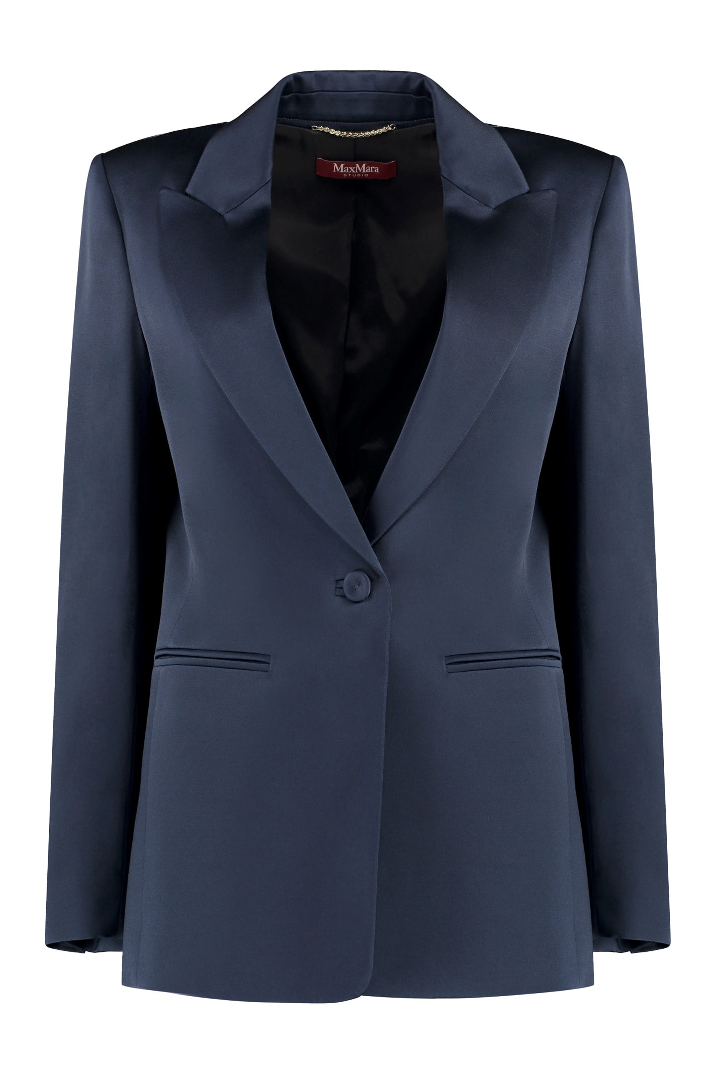 Shop Max Mara Abitata Satin Blazer In Blue