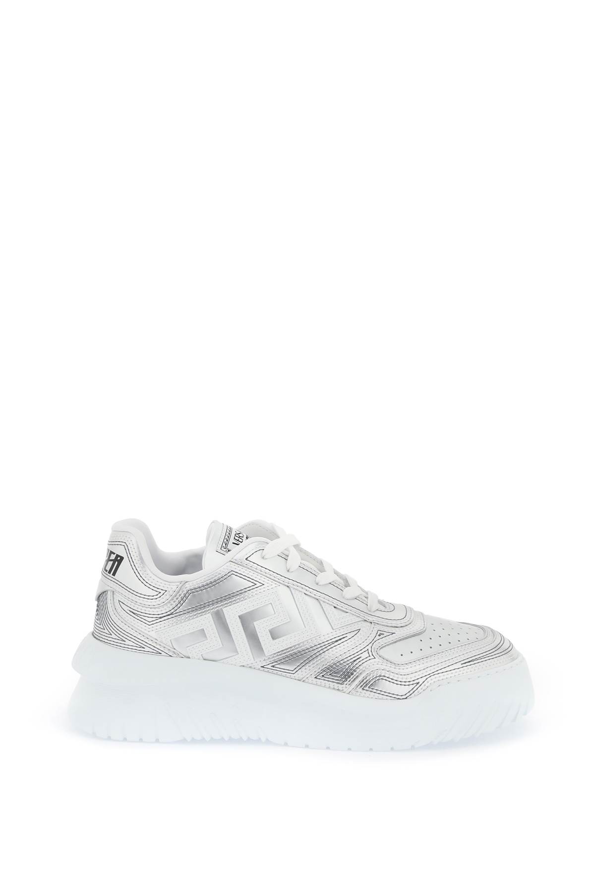 Shop Versace Odissea Greca Sneakers In Silver White (white)