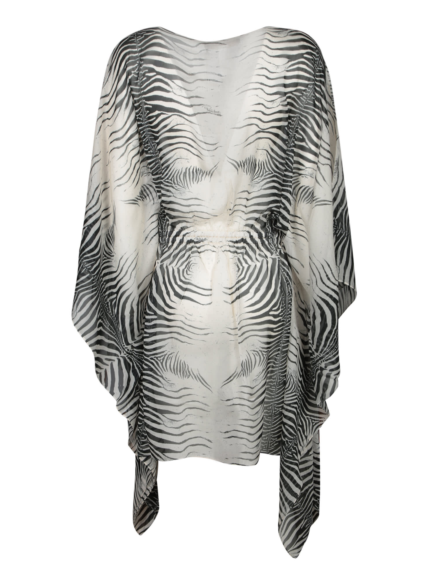 Shop Roberto Cavalli Mini Kaftan Zebra Dress Black And White
