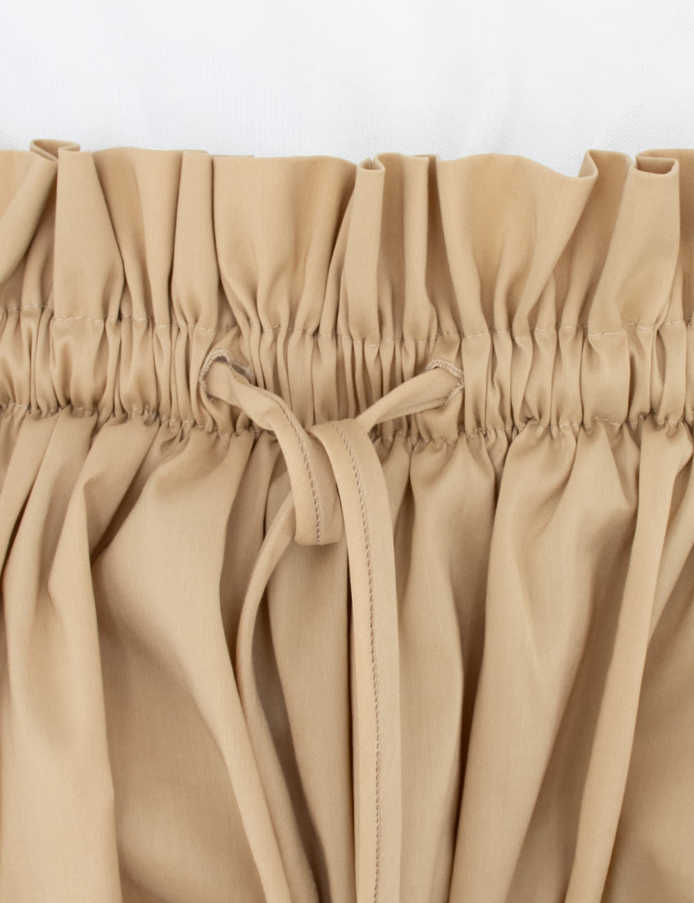 Fabiana Filippi Long Dress With Appliqué Skirt In Bianco Ottico/sabbia