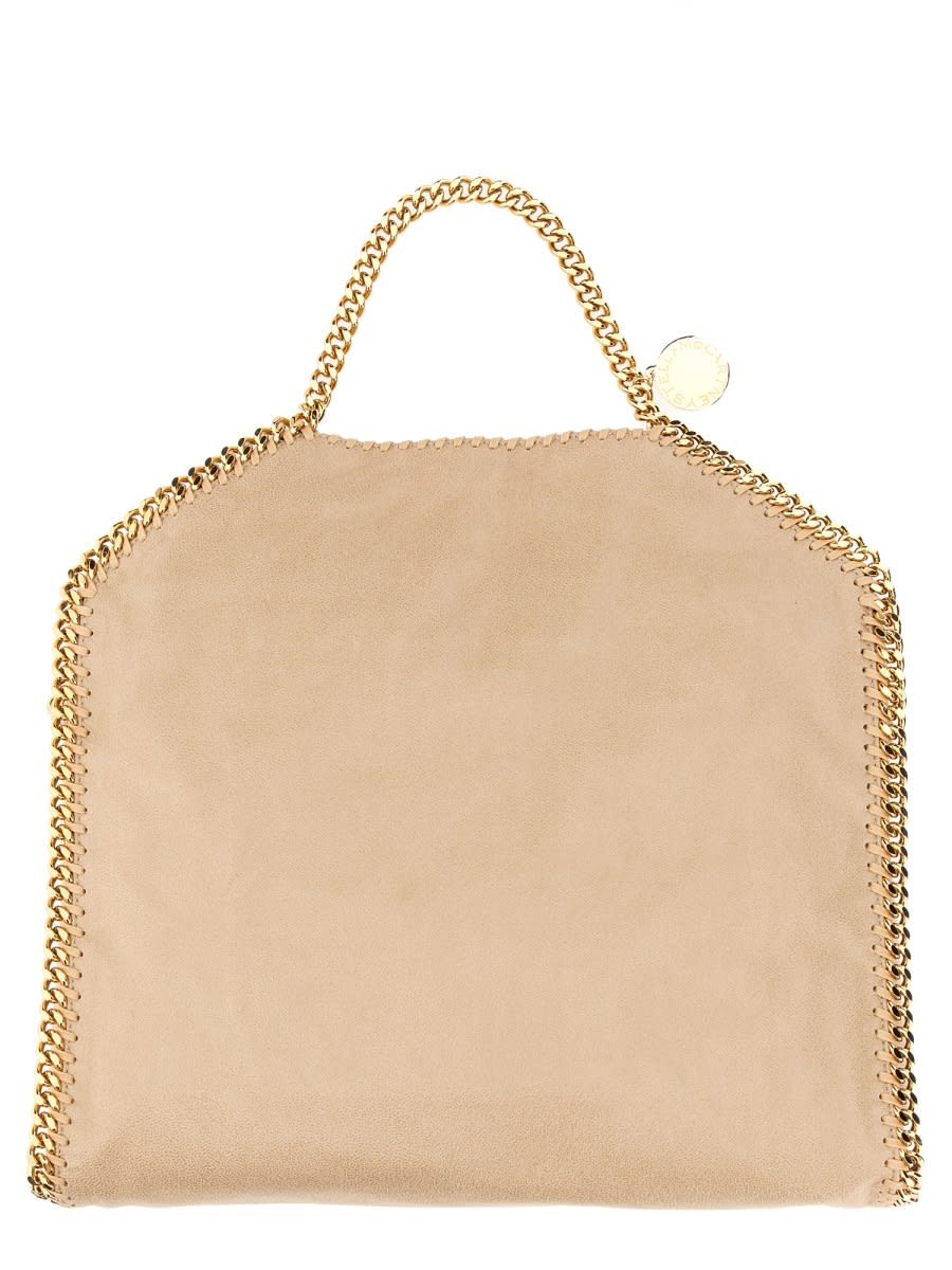 Shop Stella Mccartney Falabella Fold Over Bag In Beige