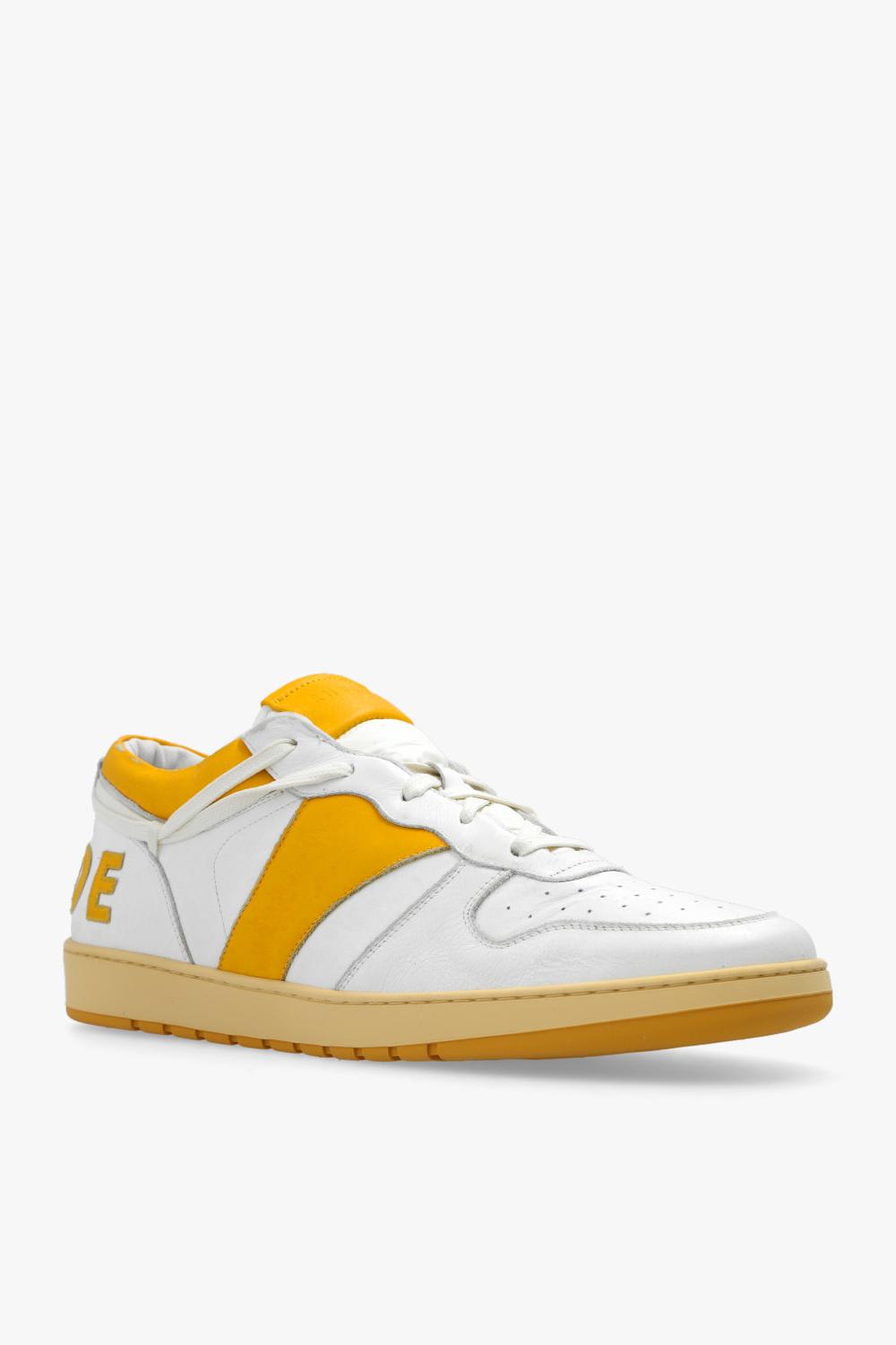 Shop Rhude Sneakers With Logo In White/yellow