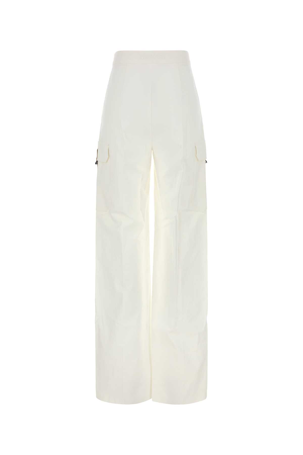 Shop Max Mara White Stretch Cotton Edda Pant In Bianco