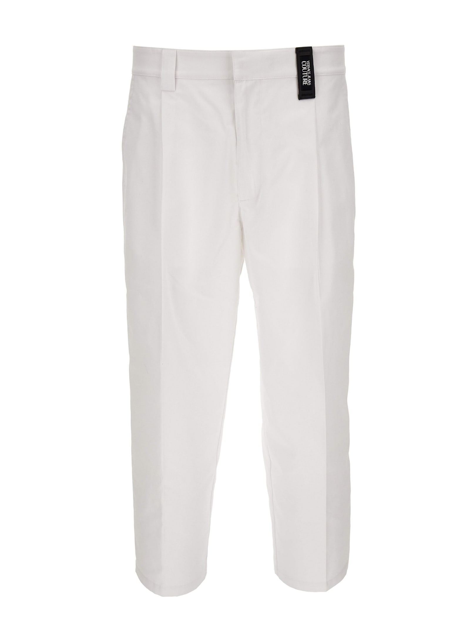 Shop Versace Jeans Couture White Casual Trousers