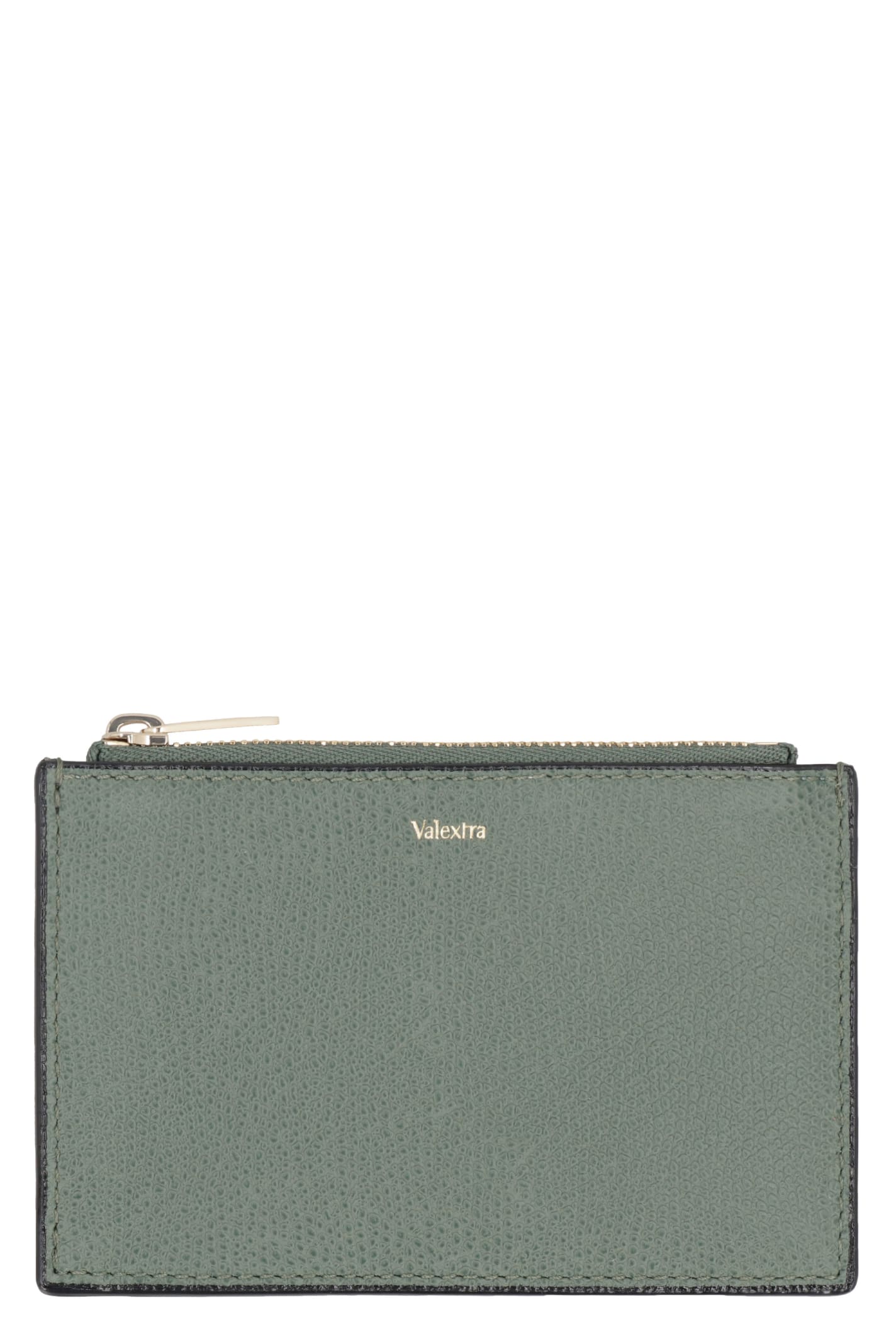 Valextra Leather Card Holder In Green