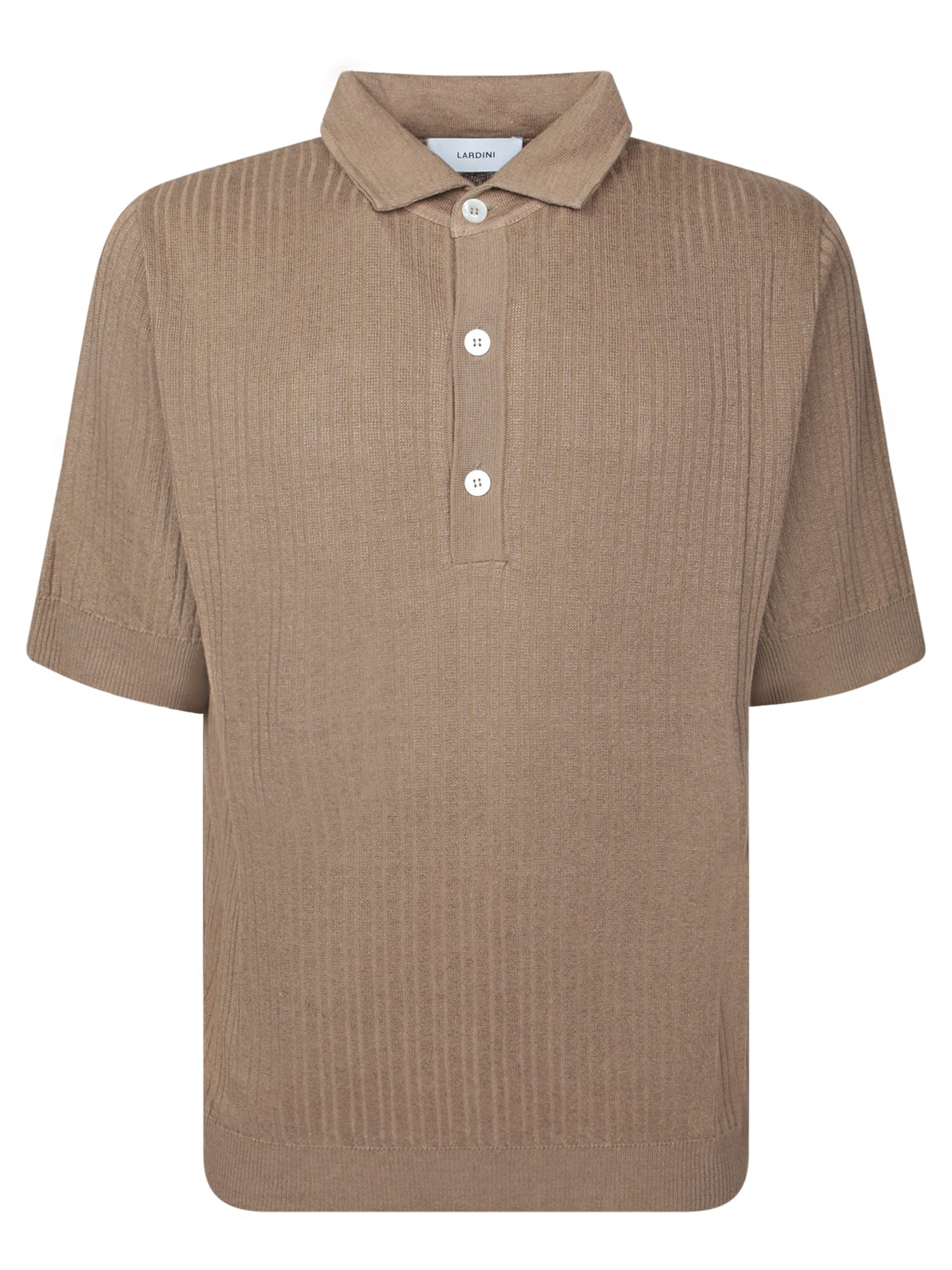 Brown Cotton And Linen Polo Shirt