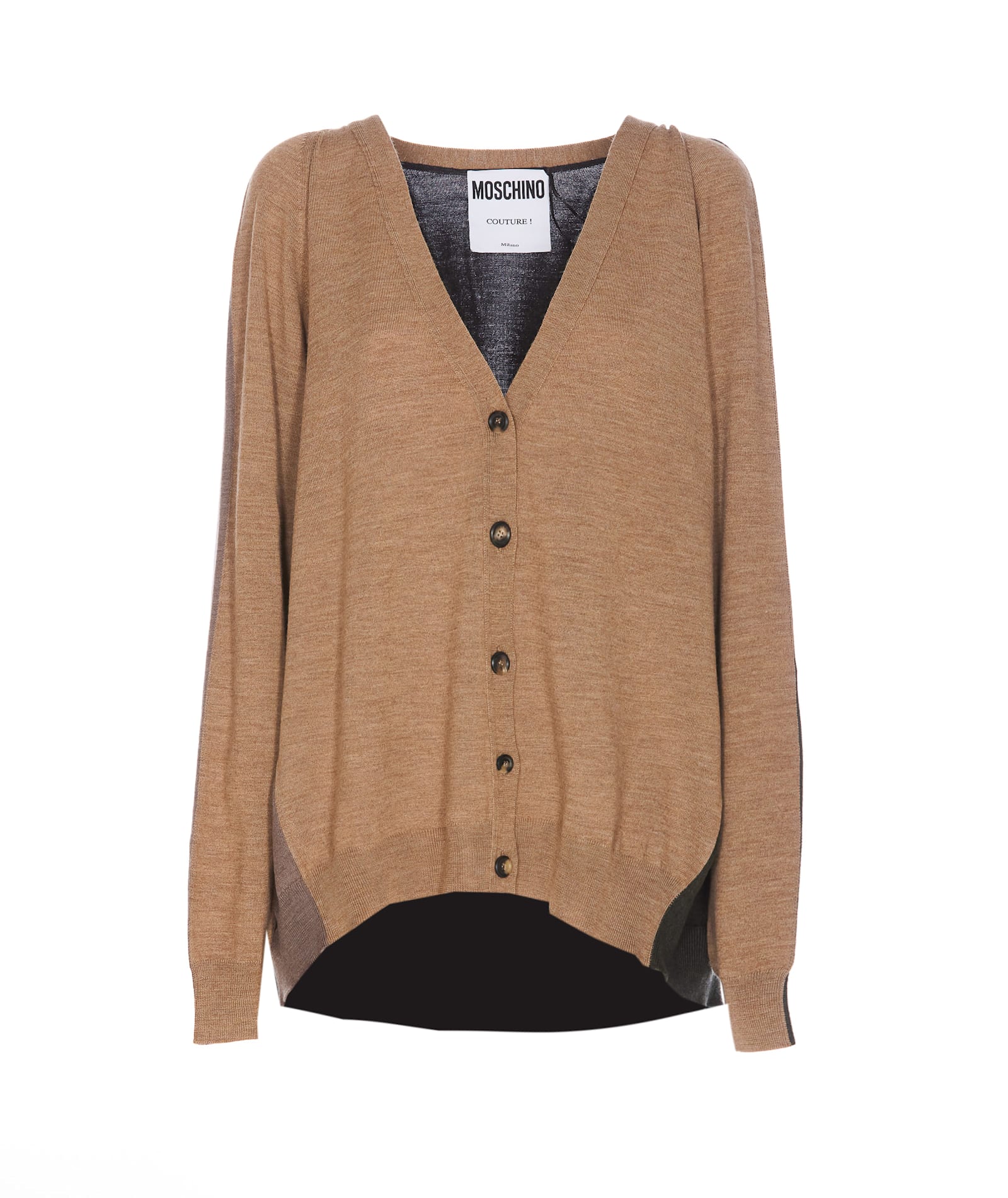 Shop Moschino Cardigan In Beige