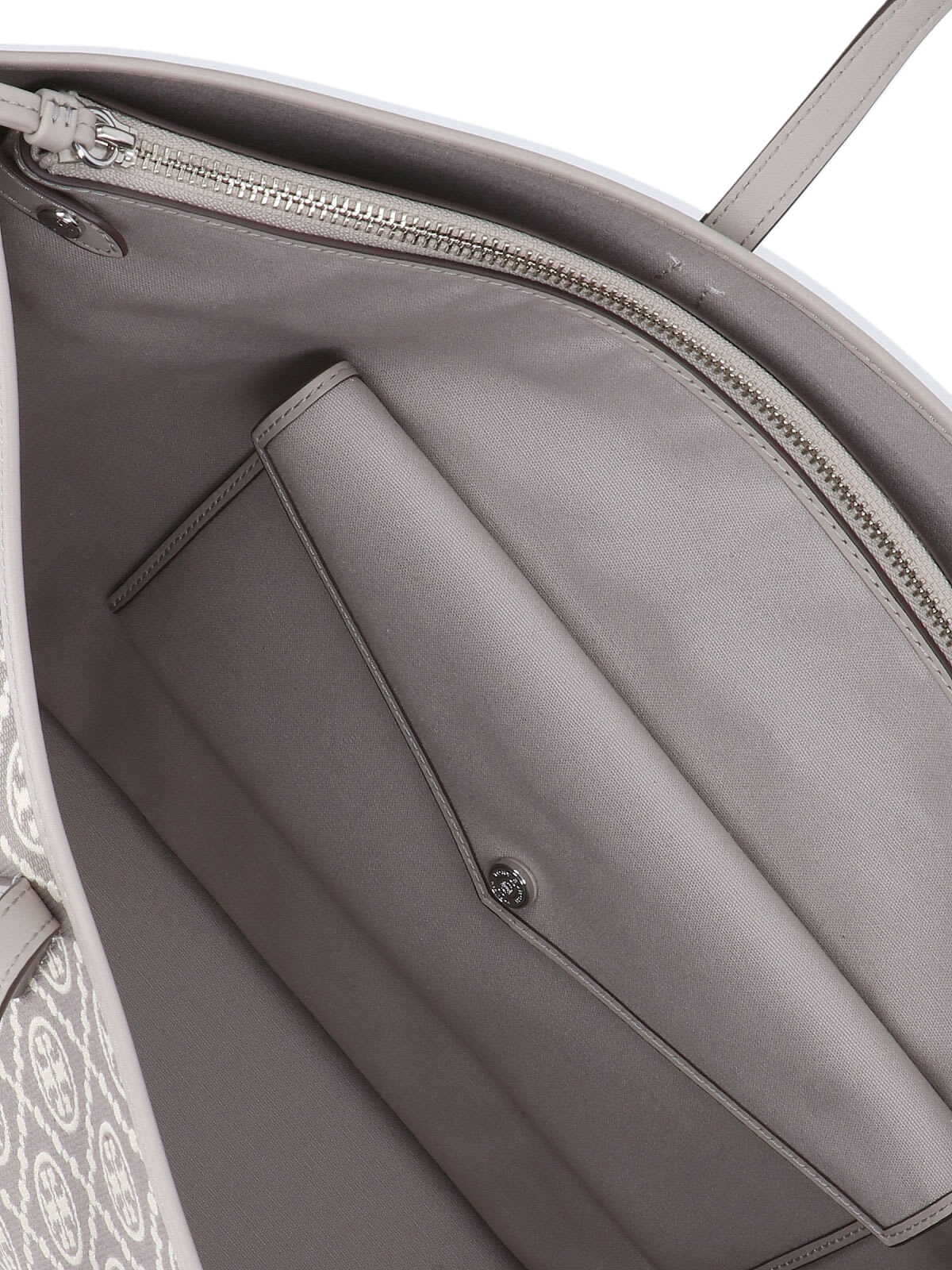 Tory Burch Perry T Monogram Jacquard Triple Compartment Tote In Neutral