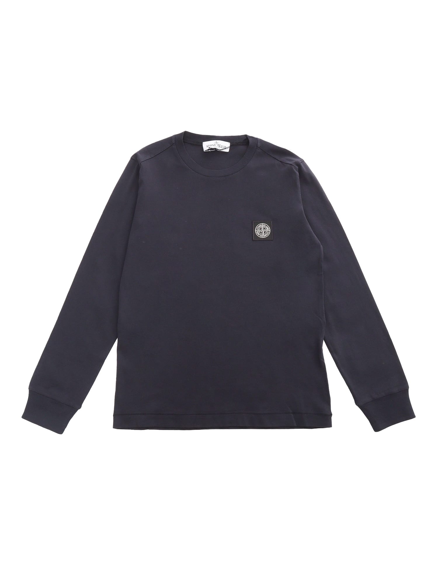 Stone Island Junior Kids' Black Sweater With Logo In Blue