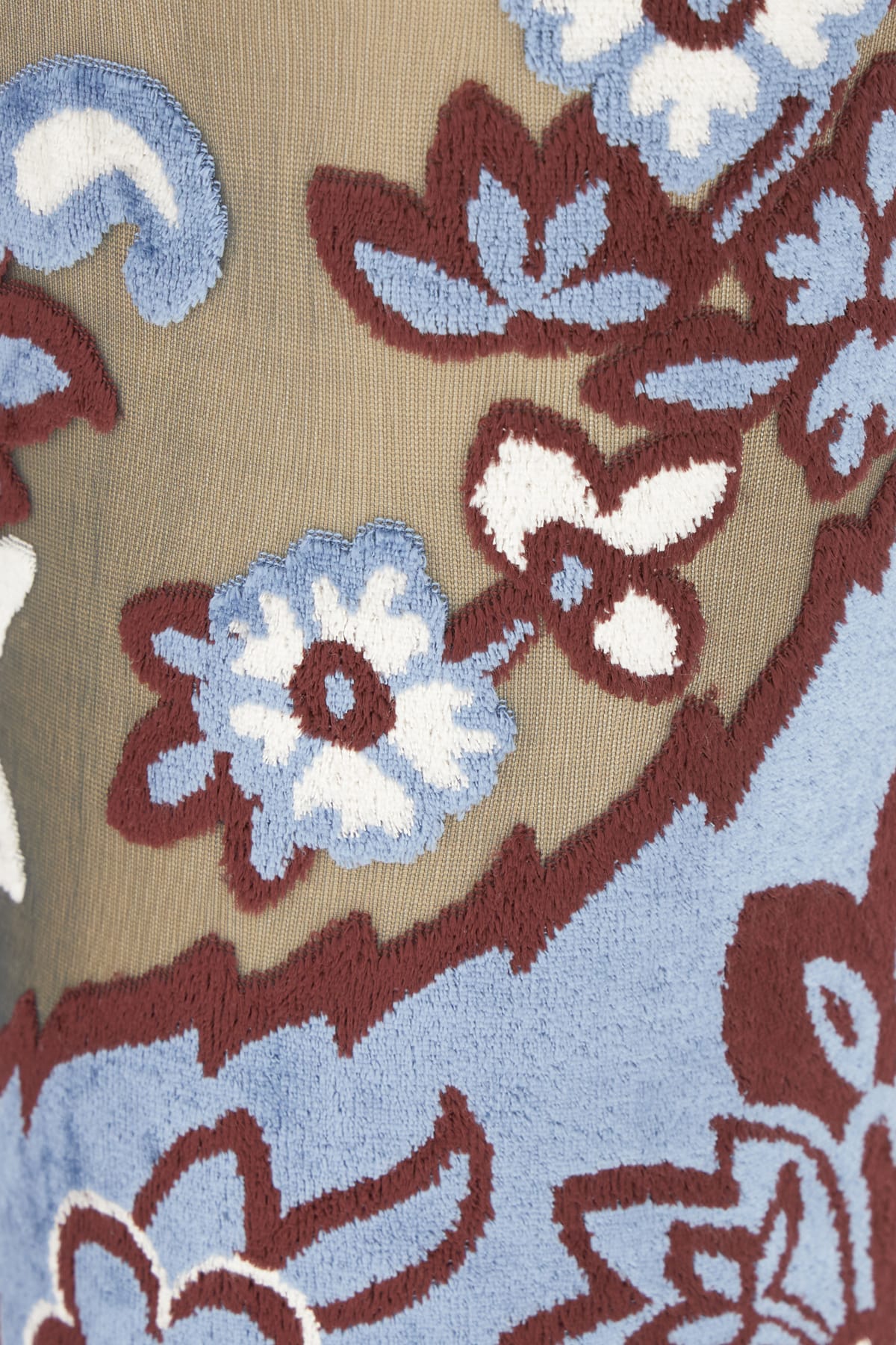 Etro Floral Velvet Jacquard Flared Pants In Multicolor Fondo Azzurro
