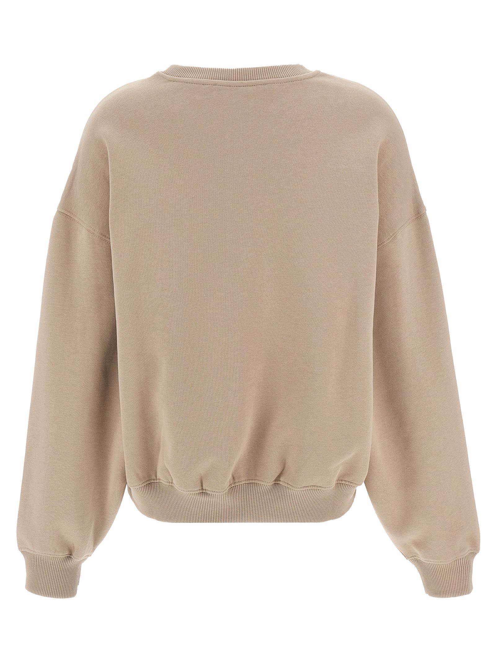 Rotate Birger Christensen 'ribbed Crewneck Sweatshirt Long Sleeves' In Beige