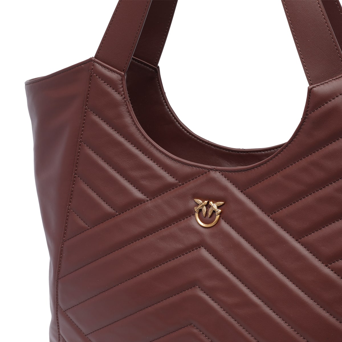 Shop Pinko Puzzle Tote Bag In Brown