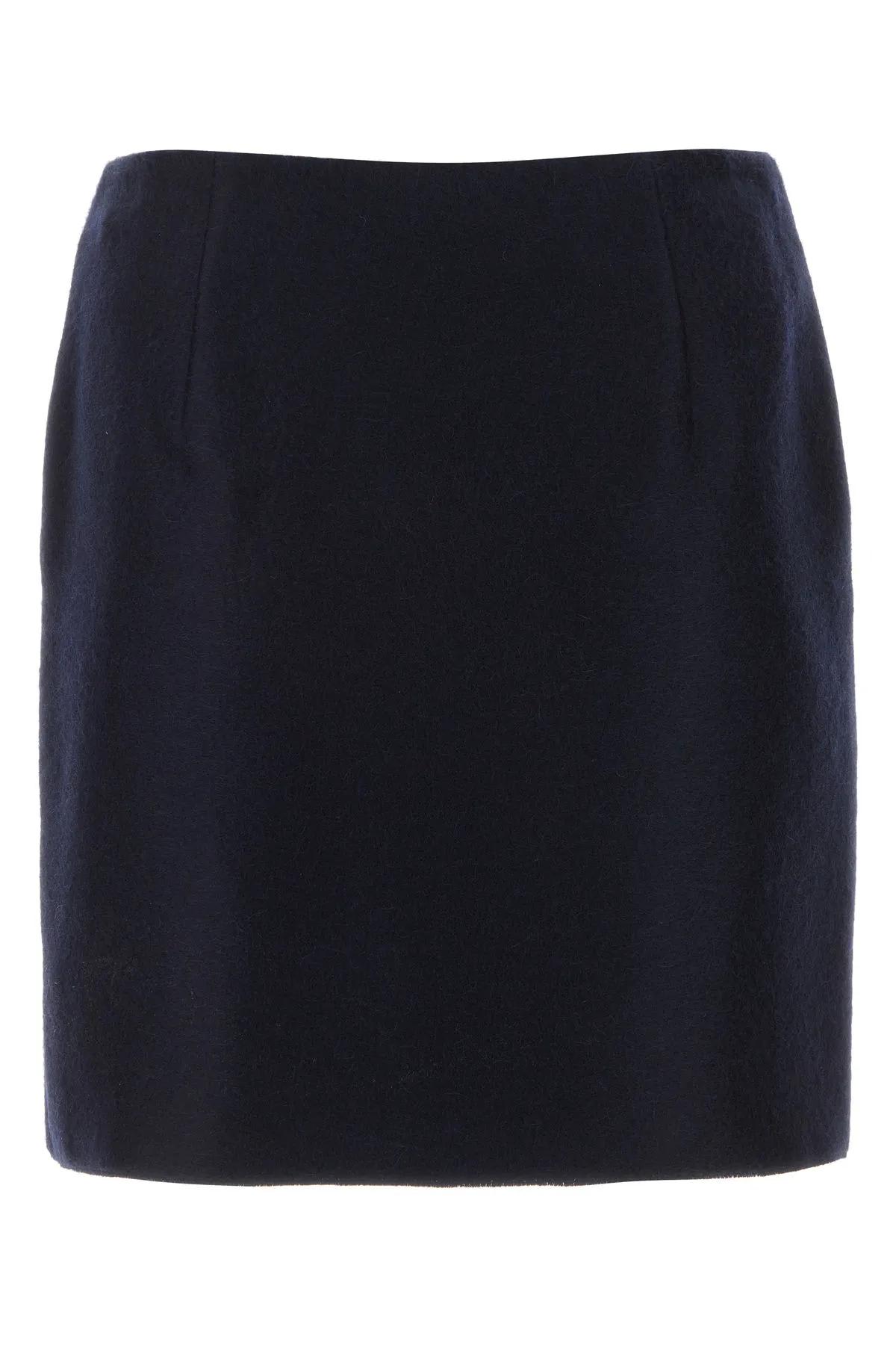 Shop Prada Logo Fringed Skirt In Blue