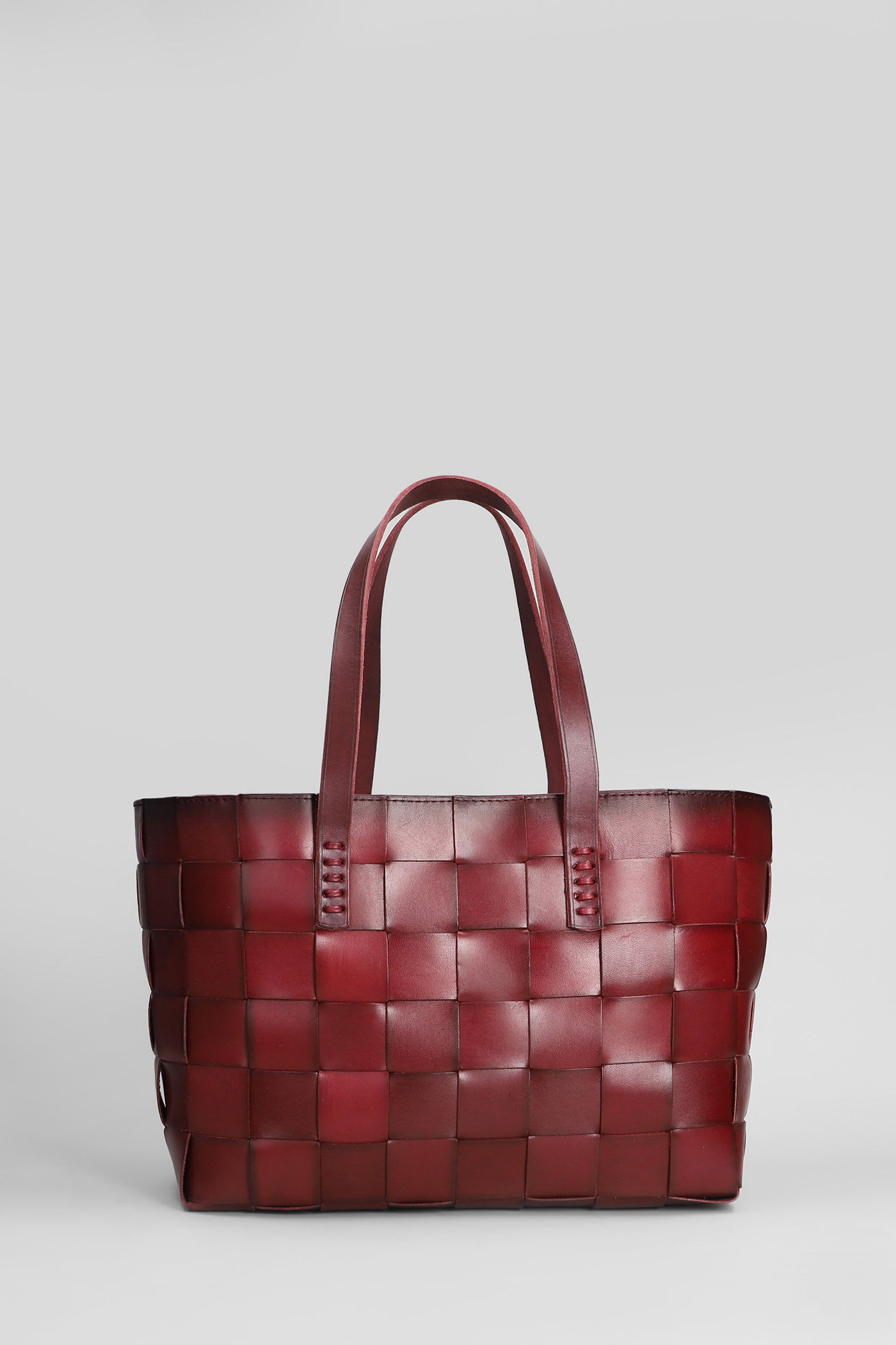 Dragon Diffusion Box Weave Basket Tote In Bordeaux Leather In Burgundy