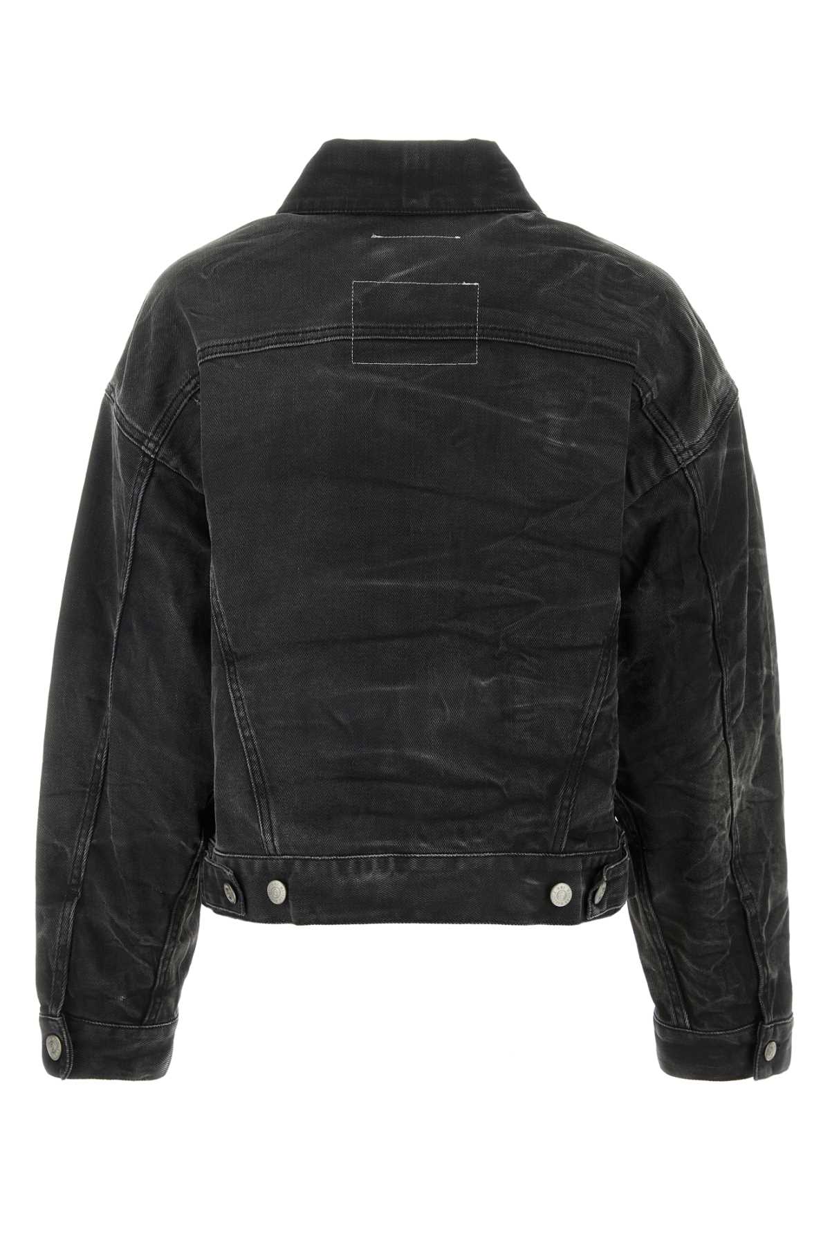 Shop Mm6 Maison Margiela Black Stretch Denim Jacket