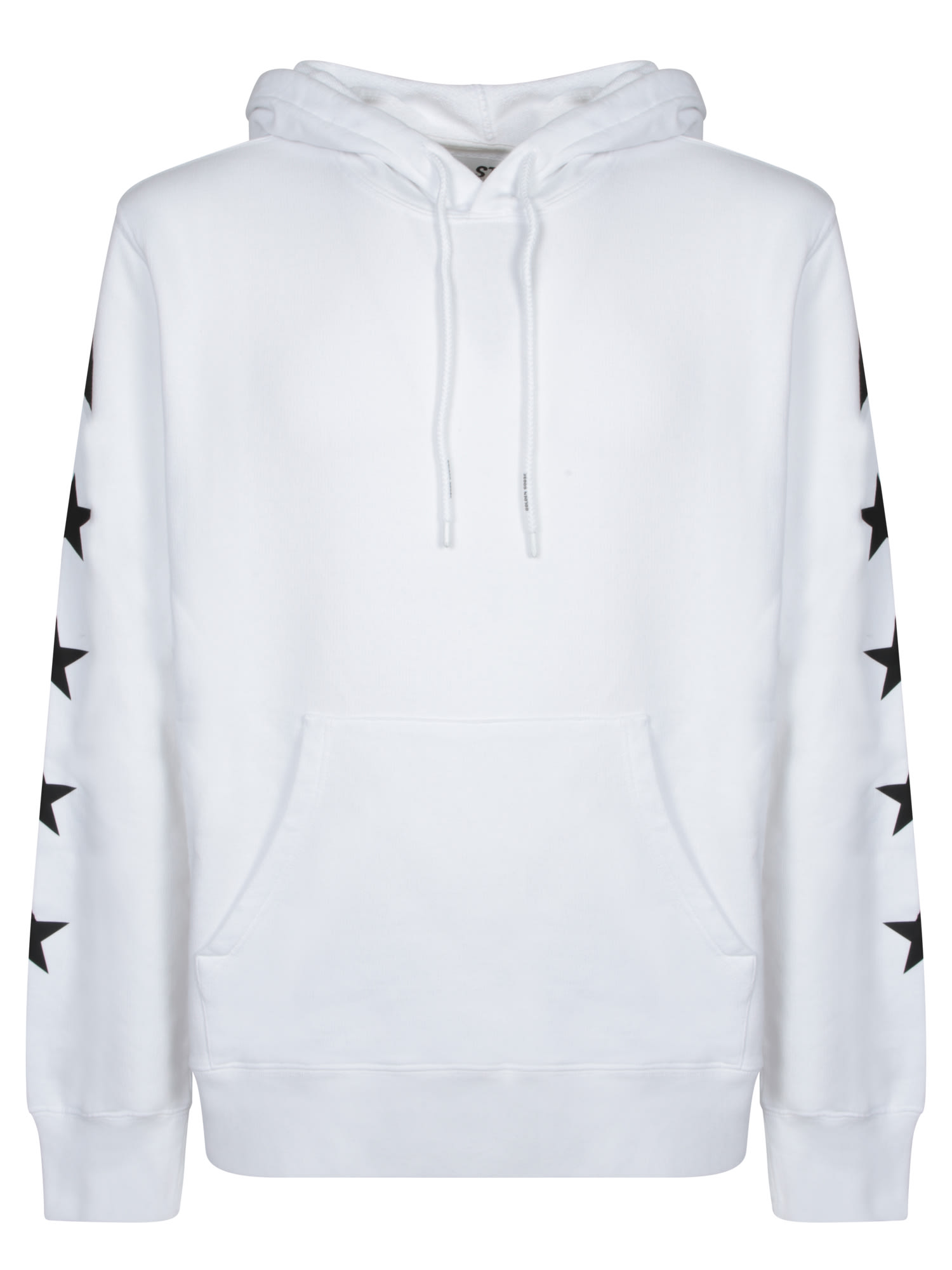 Golden Goose Star Print Hooded Sweater With Kangaroo Pocket In White