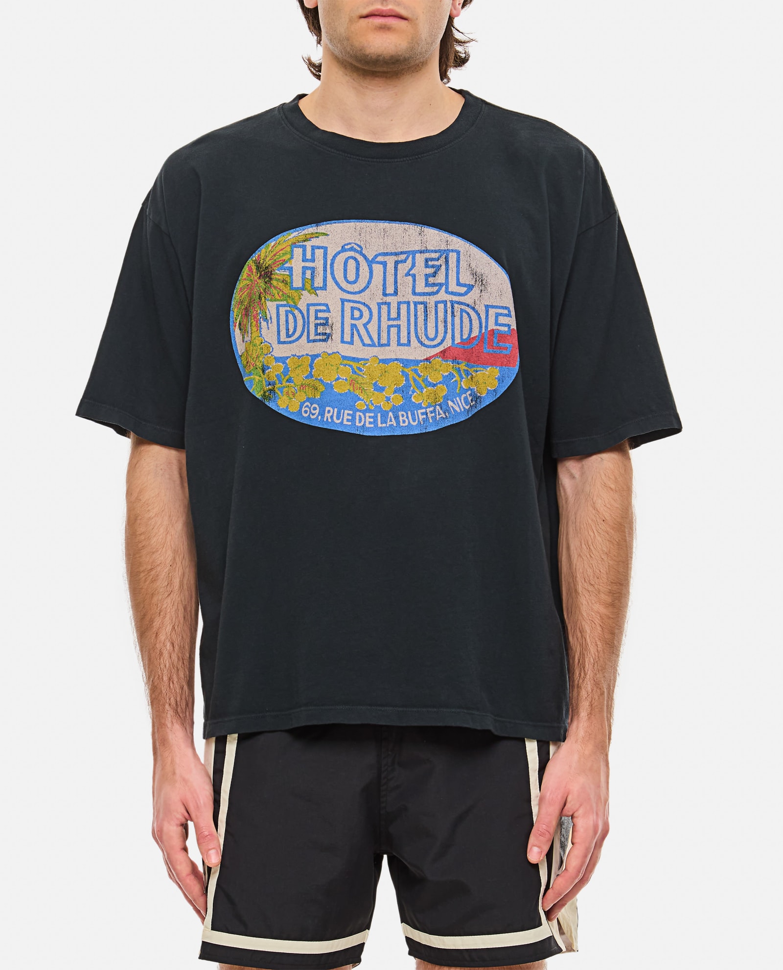 Shop Rhude Dimora Cotton T-shirt In Black