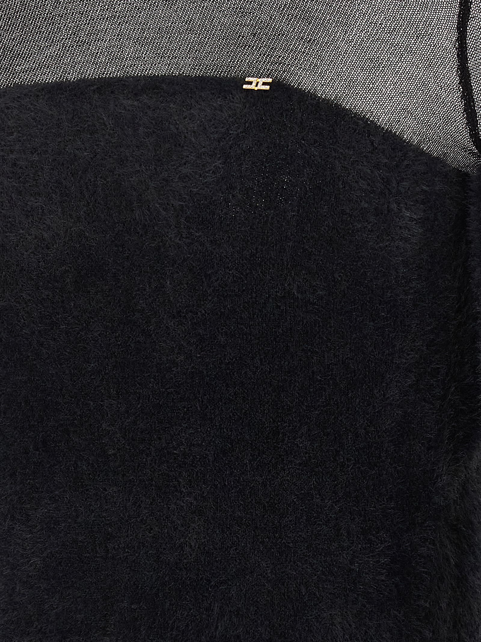 Elisabetta Franchi Brushed Insert Turtleneck Sweater Sweaters And Cardigans Black In Black