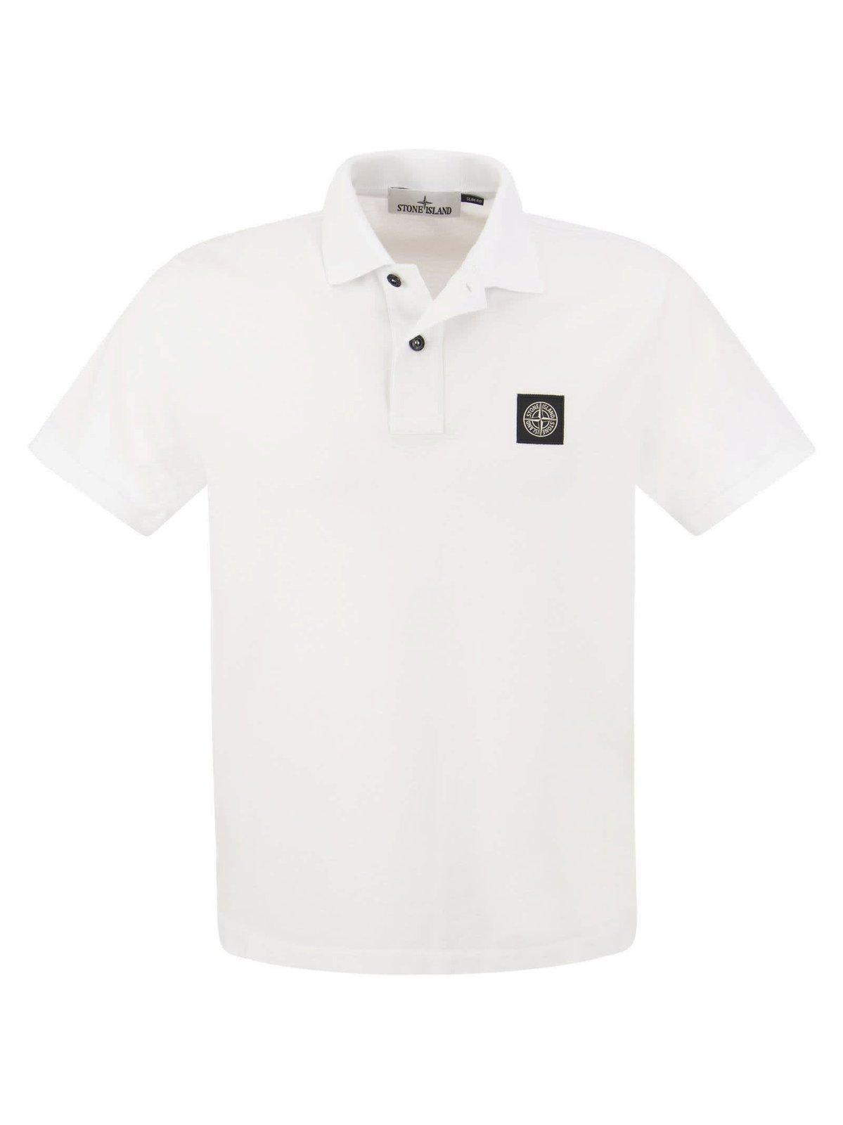 Shop Stone Island Compass Patch Short-sleeved Polo Shirt In White