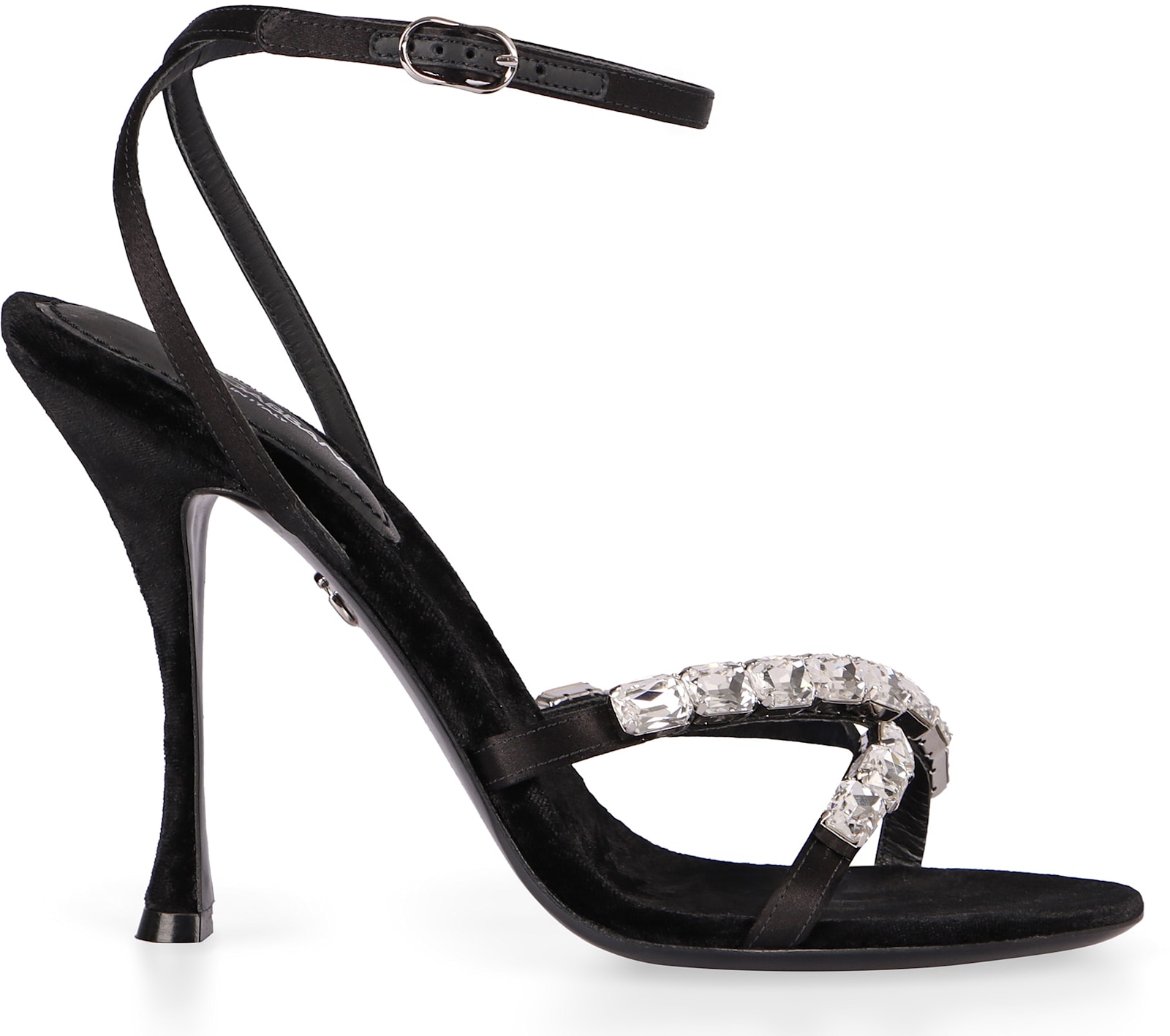 Dolce & Gabbana Keira 105 Satin Sandals With Gemstone Embellishments In Black