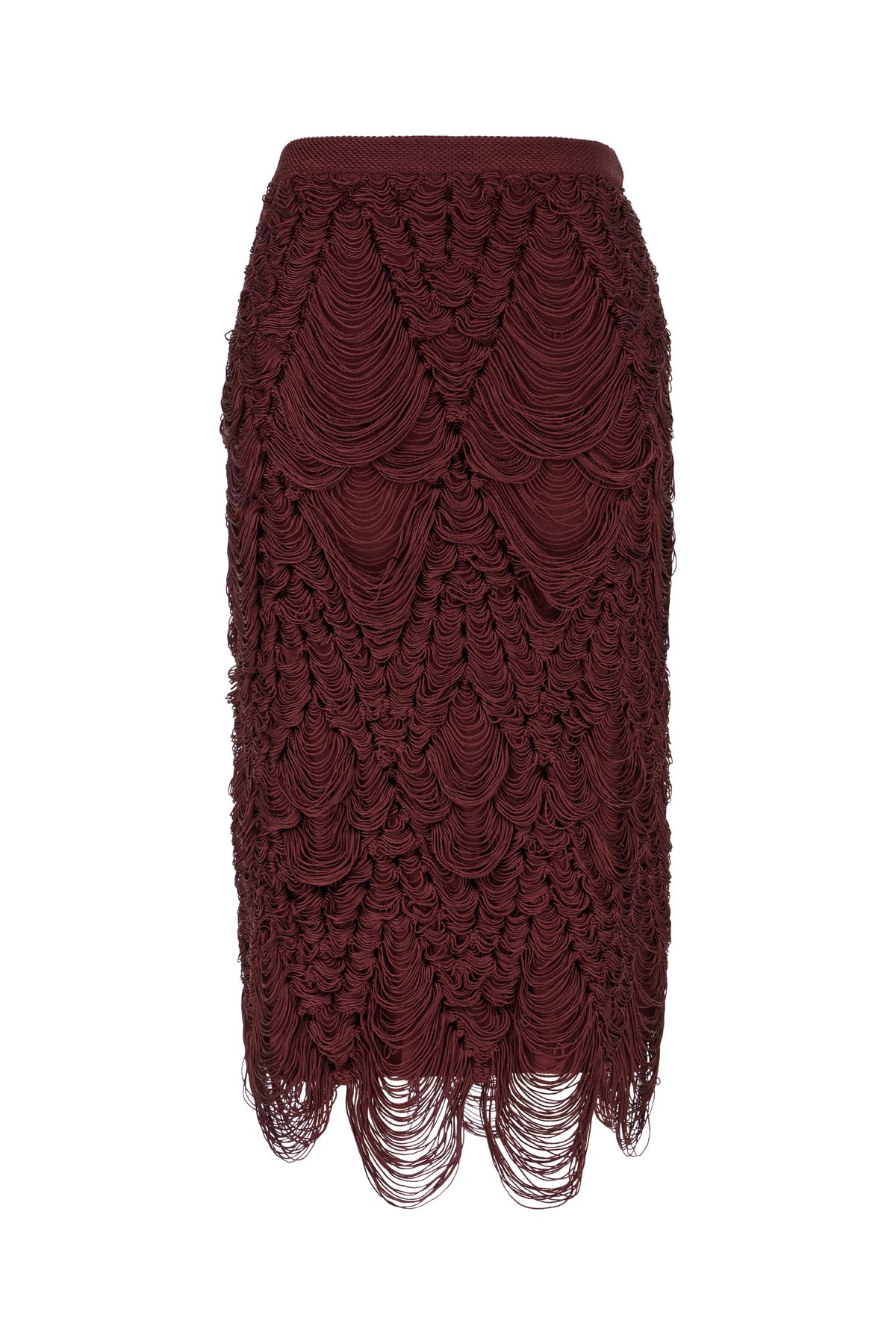 FERRAGAMO BURGUNDY STRETCH SILK BLEND SKIRT 