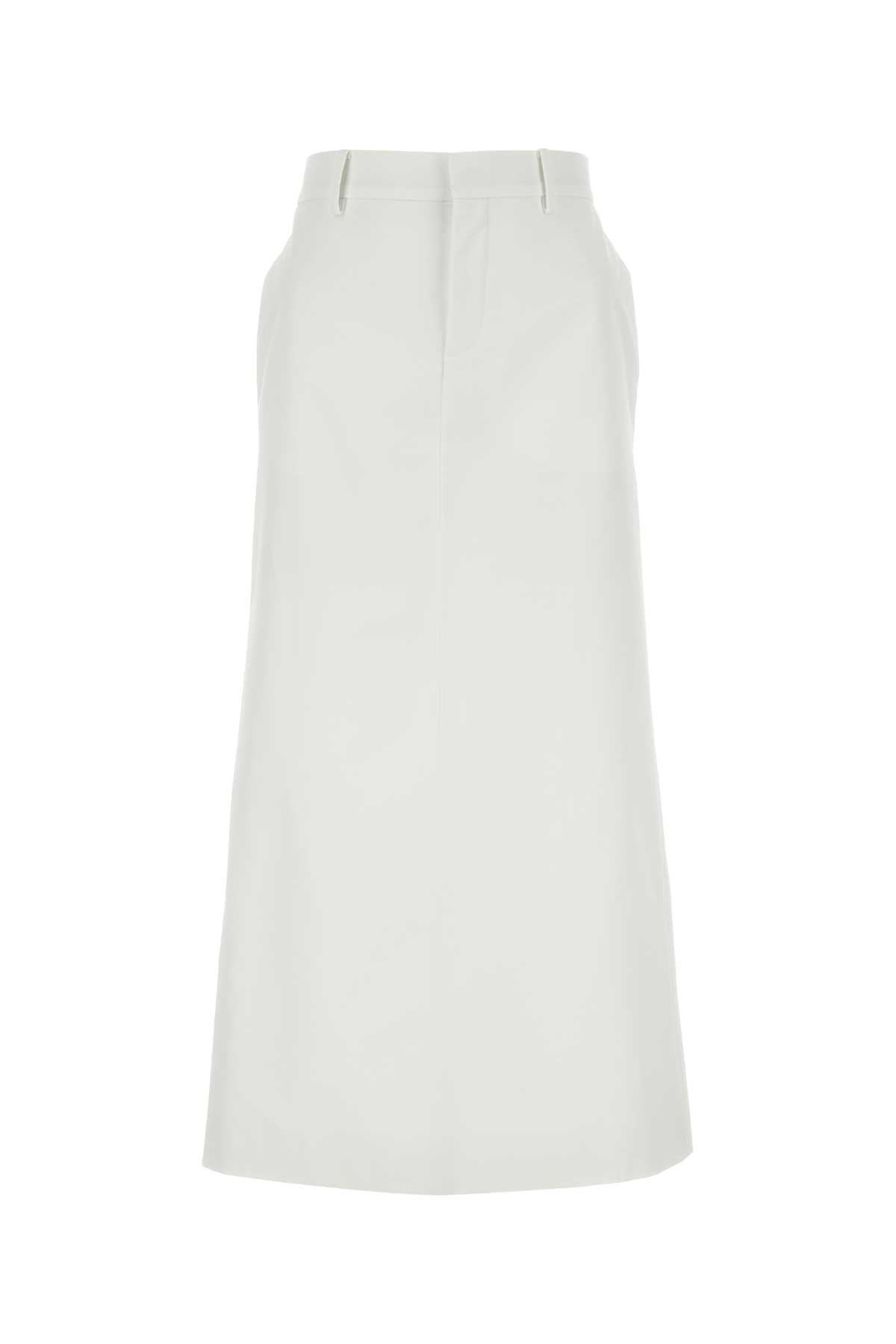 Shop Valentino White Cotton Skirt In Biancoottico