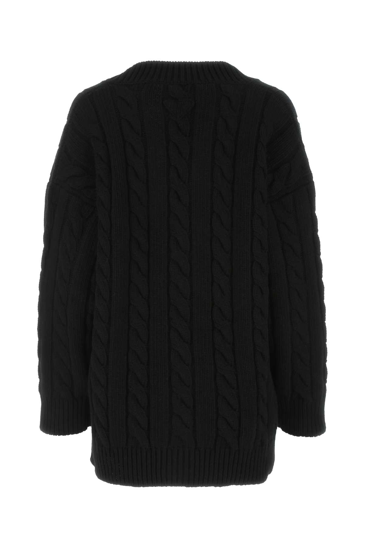 Prada Black Wool Blend Oversize Cardigan In Nero