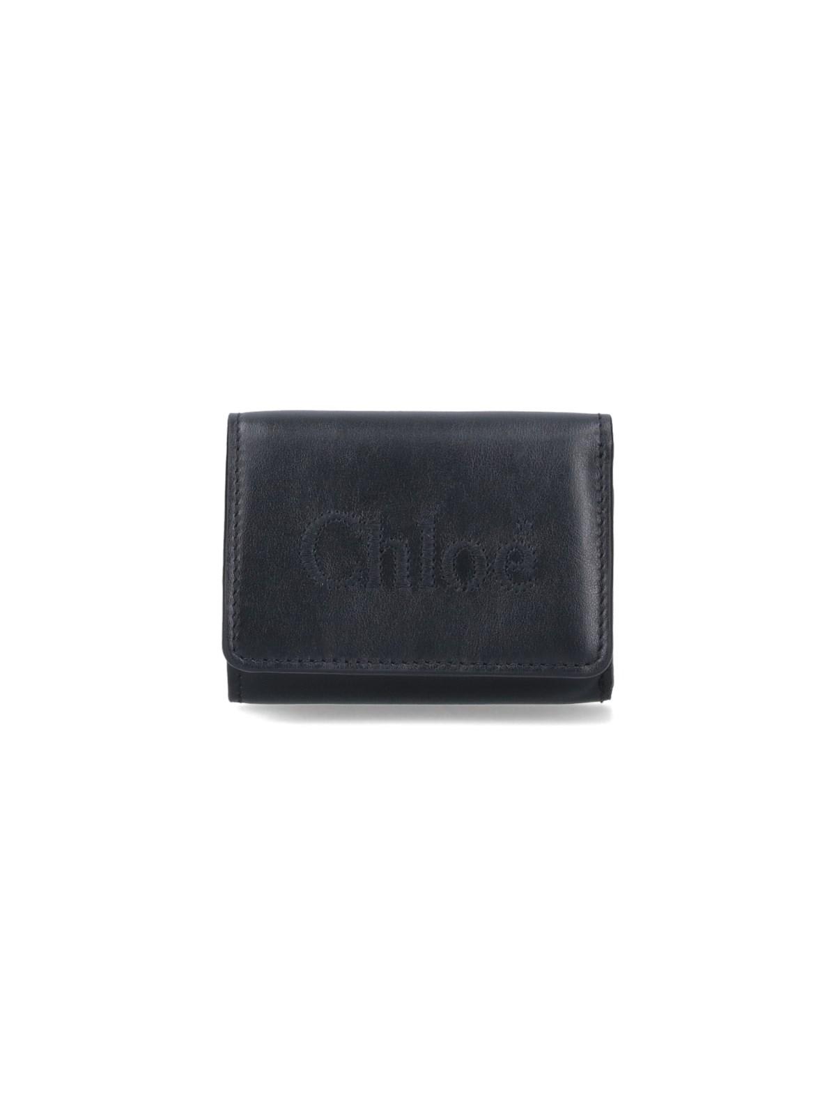 Shop Chloé Sense Tri-fold Mini Wallet In Black