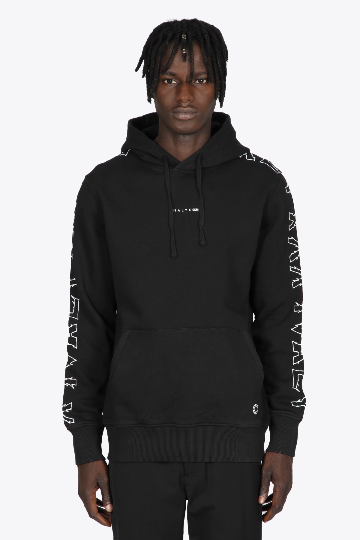 1017 ALYX 9SM Graphic Hoodie Black cotton hoodie with graphic logo on sleeves - Graphic hoodie