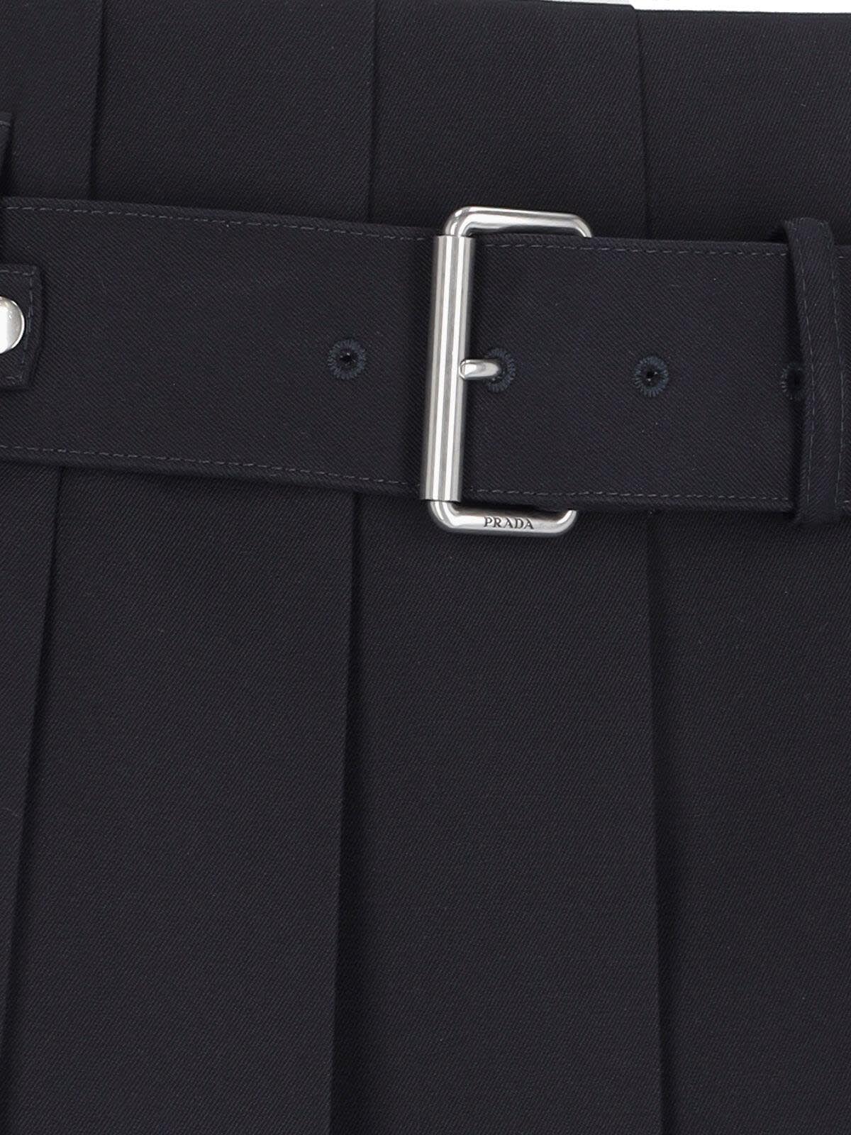 Prada Knee Length A-line Skirt With Belted Waist In Black