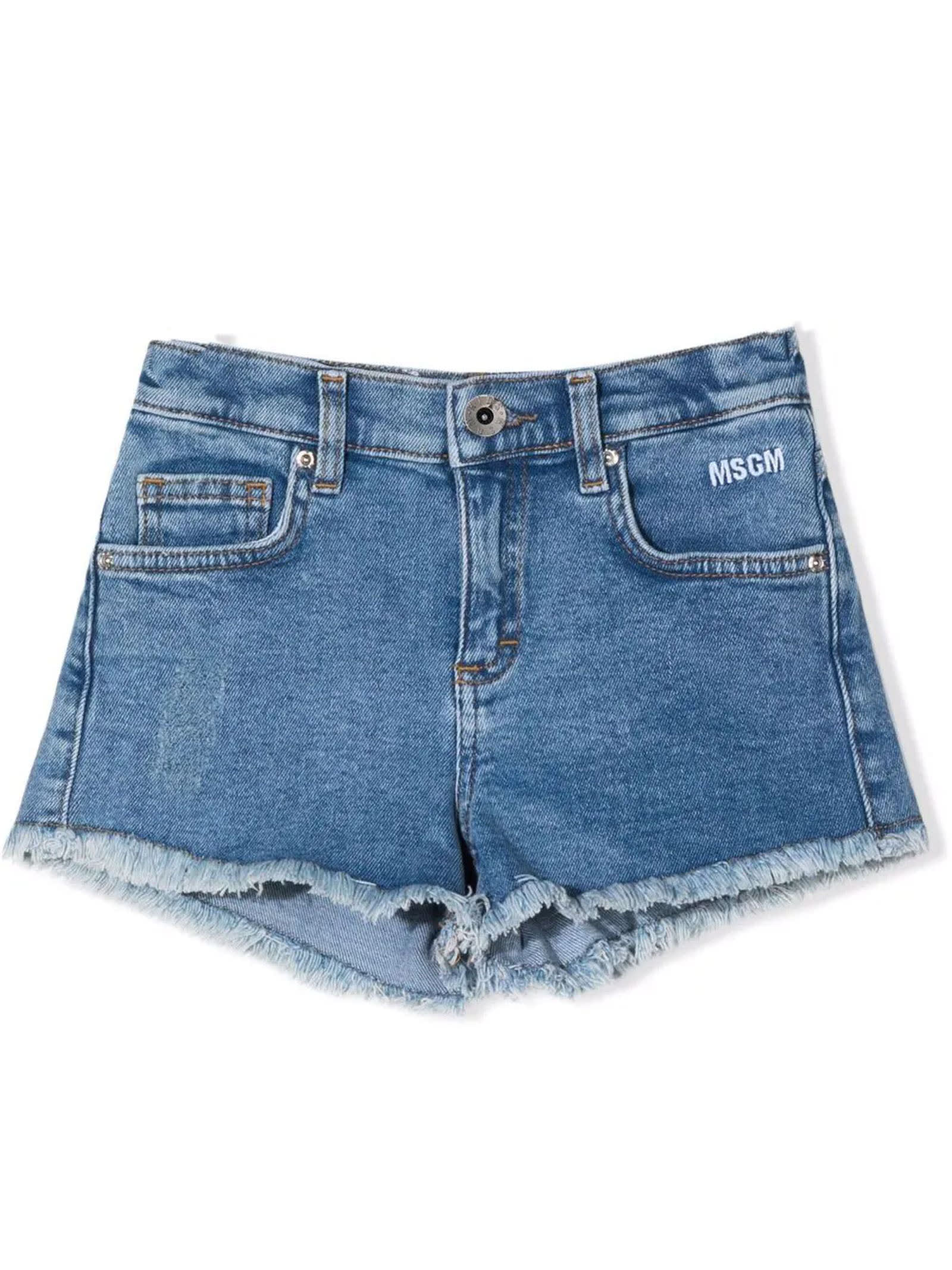 MSGM Blu Cotton Shorts
