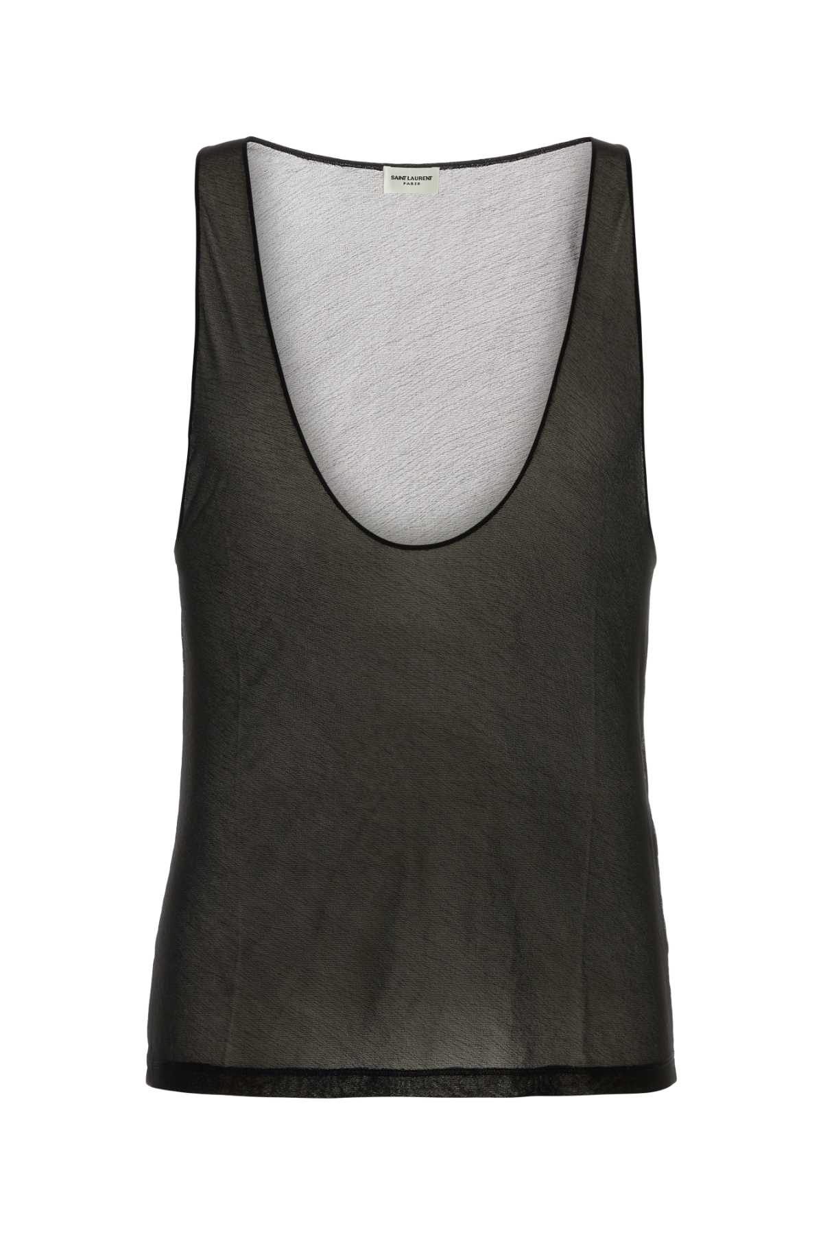 Saint Laurent Black Jersey See-through Tank Top