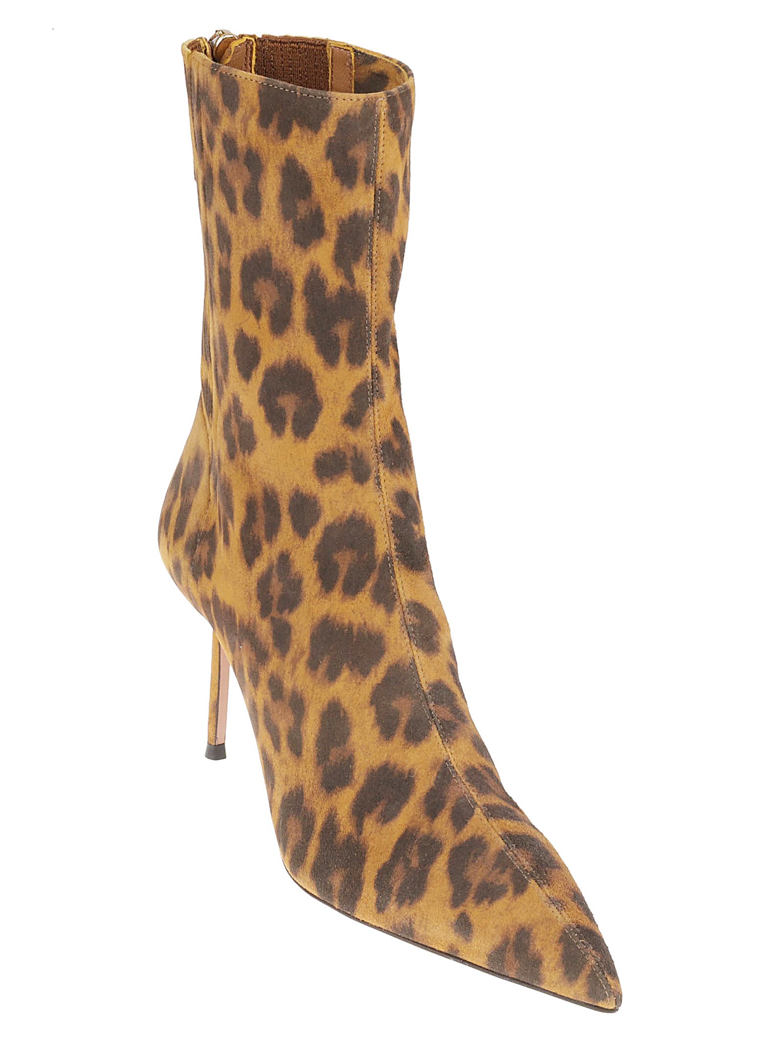 Aquazzura Montmartre 50 Leopard-print Suede Ankle Boots In Caramel