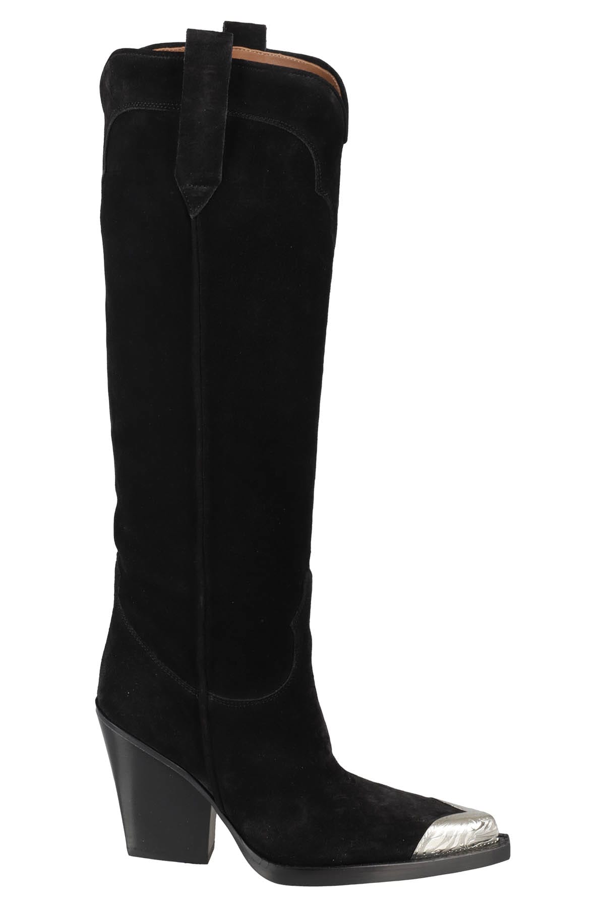 Shop Paris Texas El Dorado Emellished Toe Boot In Off Black