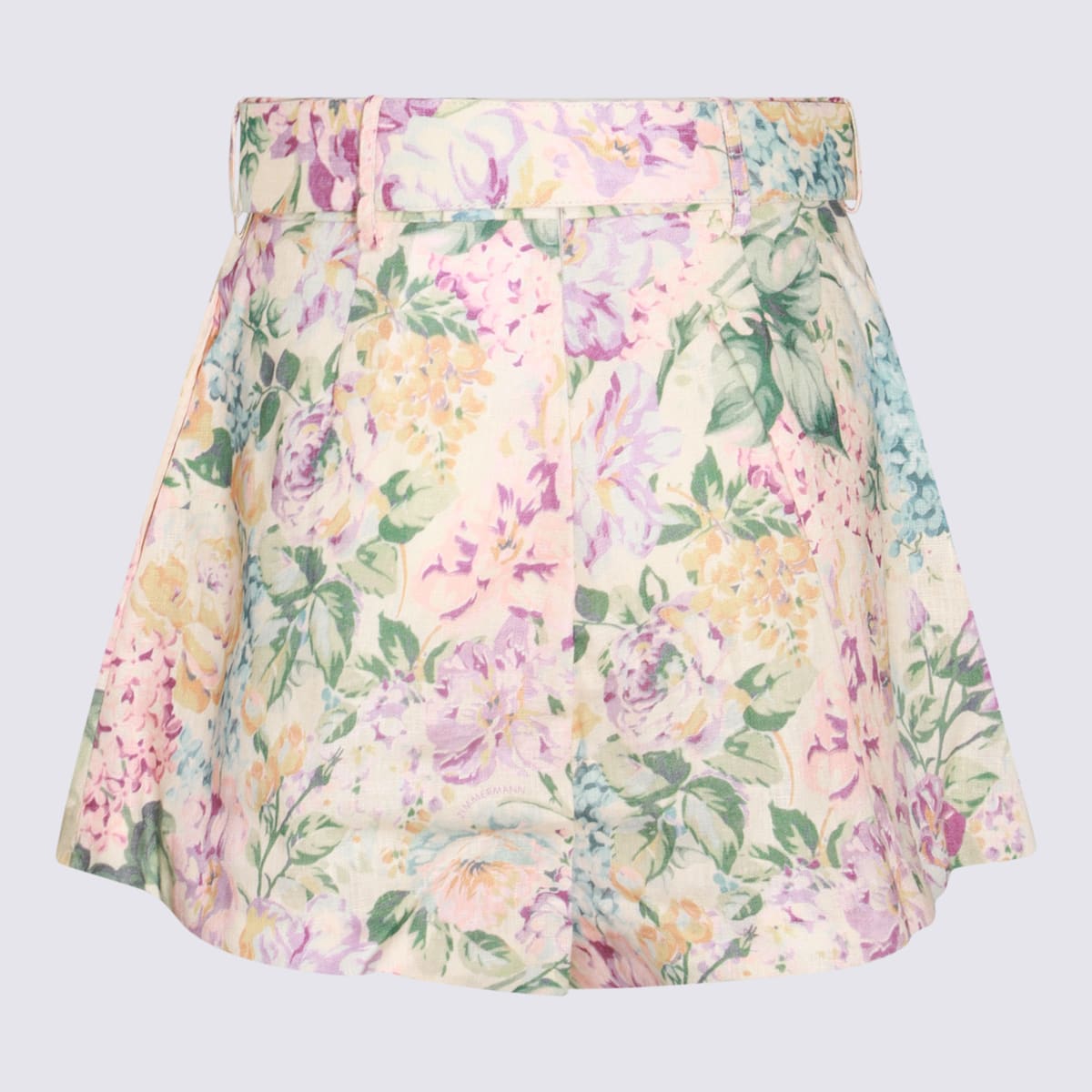 Shop Zimmermann Multicolor Linen Shorts In Multi Watercolour Floral