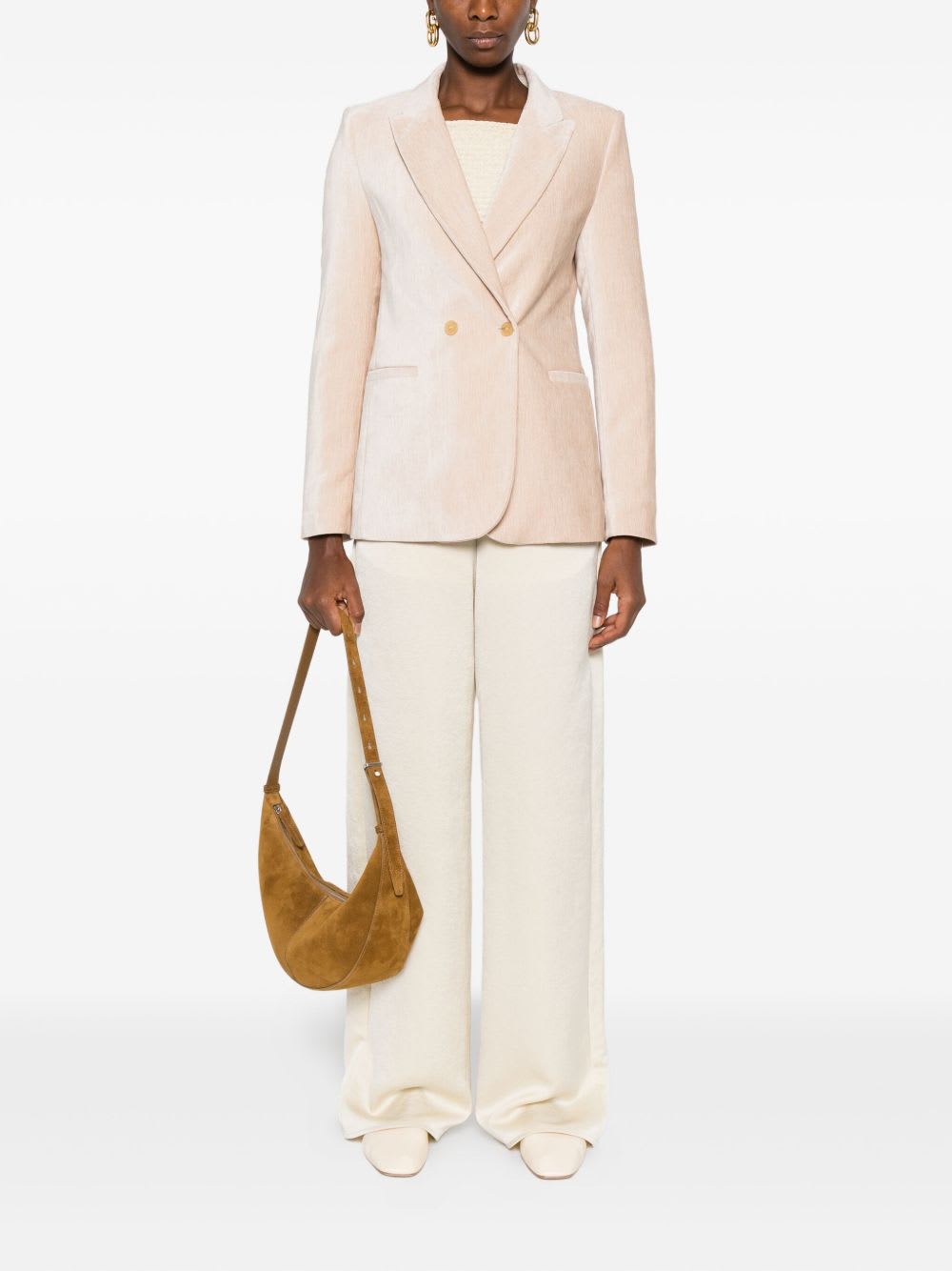 Forte Forte Double-breasted Velvet Jacket Featuring Pockets In Brown