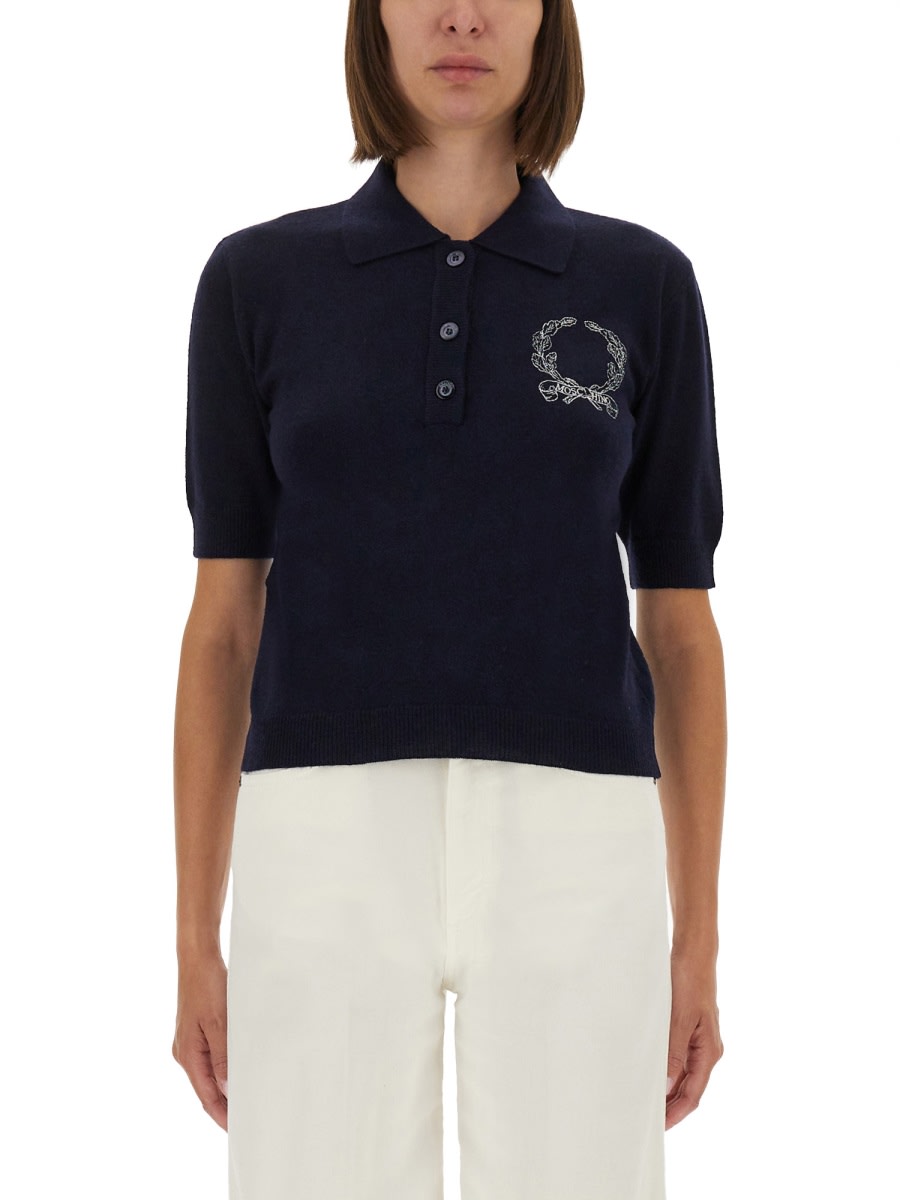 Moschino Knitwear Polo Collar Short Sleeves In Blue