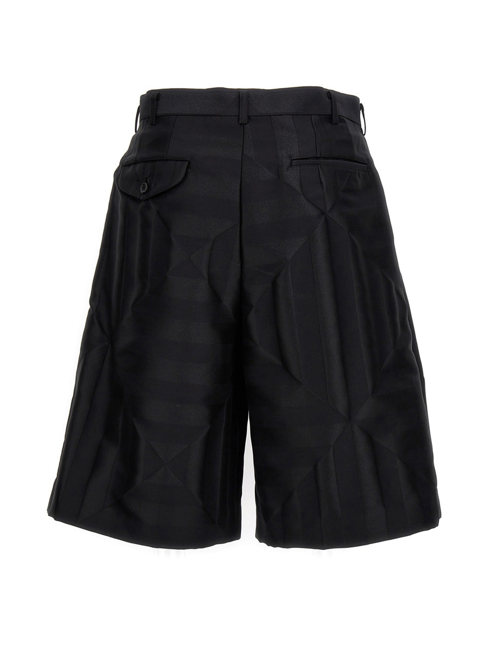 Shop Comme Des Garçons Homme Deux Double Pin Tuck Bermuda Shorts In Black