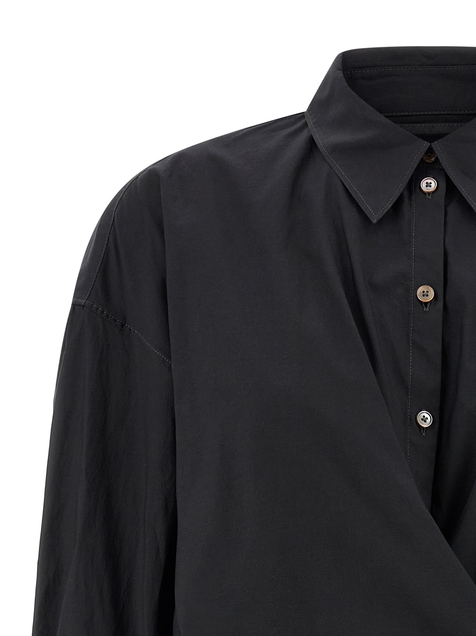 Lemaire Straight Collar Twisted Shirt In Black