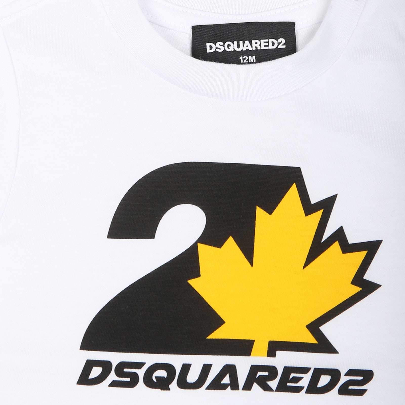 DSQUARED2 WHITE T-SHIRT FOR BABY BOY WITH LOGO 