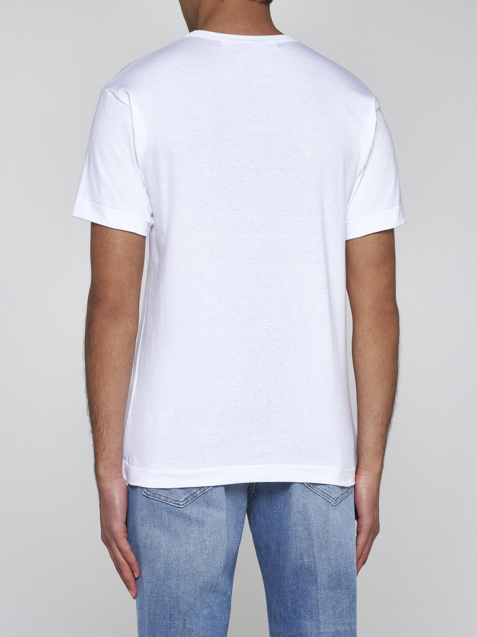 Shop Comme Des Garçons 3 Heart Cotton T-shirt In White