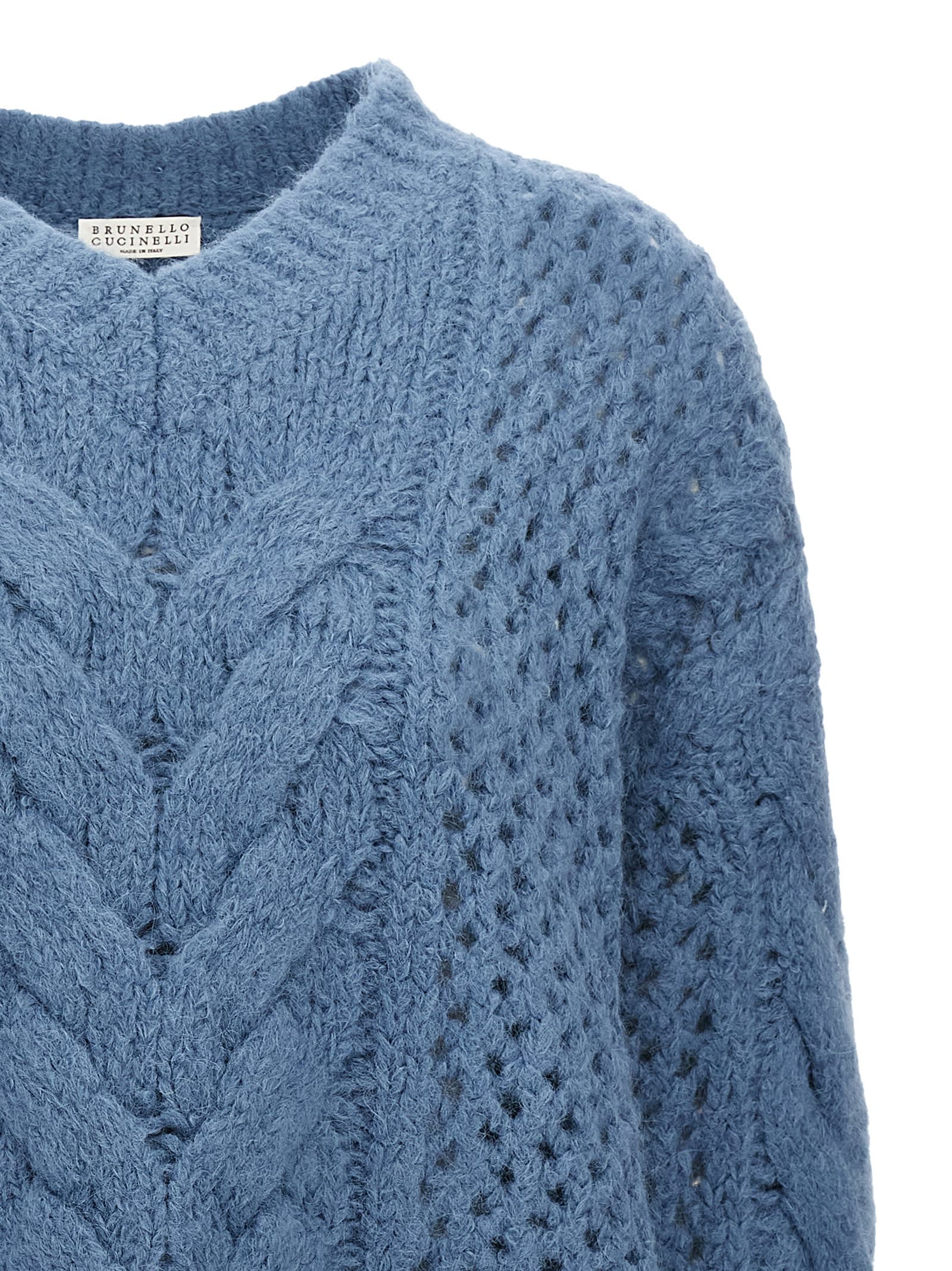 Shop Brunello Cucinelli Worked Sweater In Light Blue